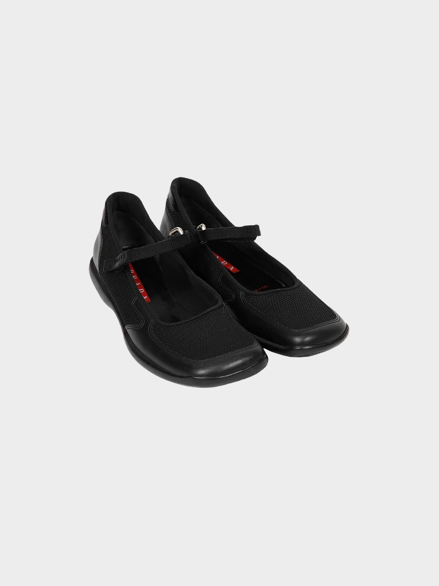 Prada Sport SS2000 Black Mesh and Leather Sandals