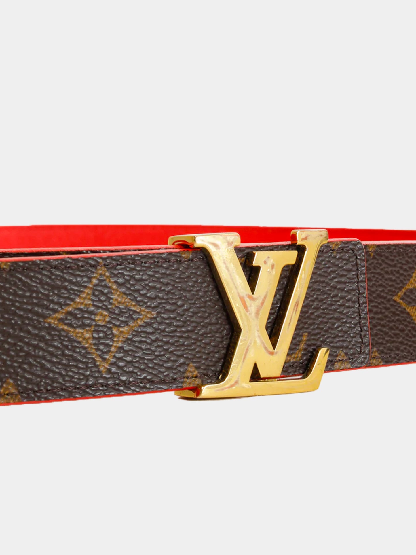Louis Vuitton 2019 Brown Monogram Coated Canvas Initiales Reversible Belt