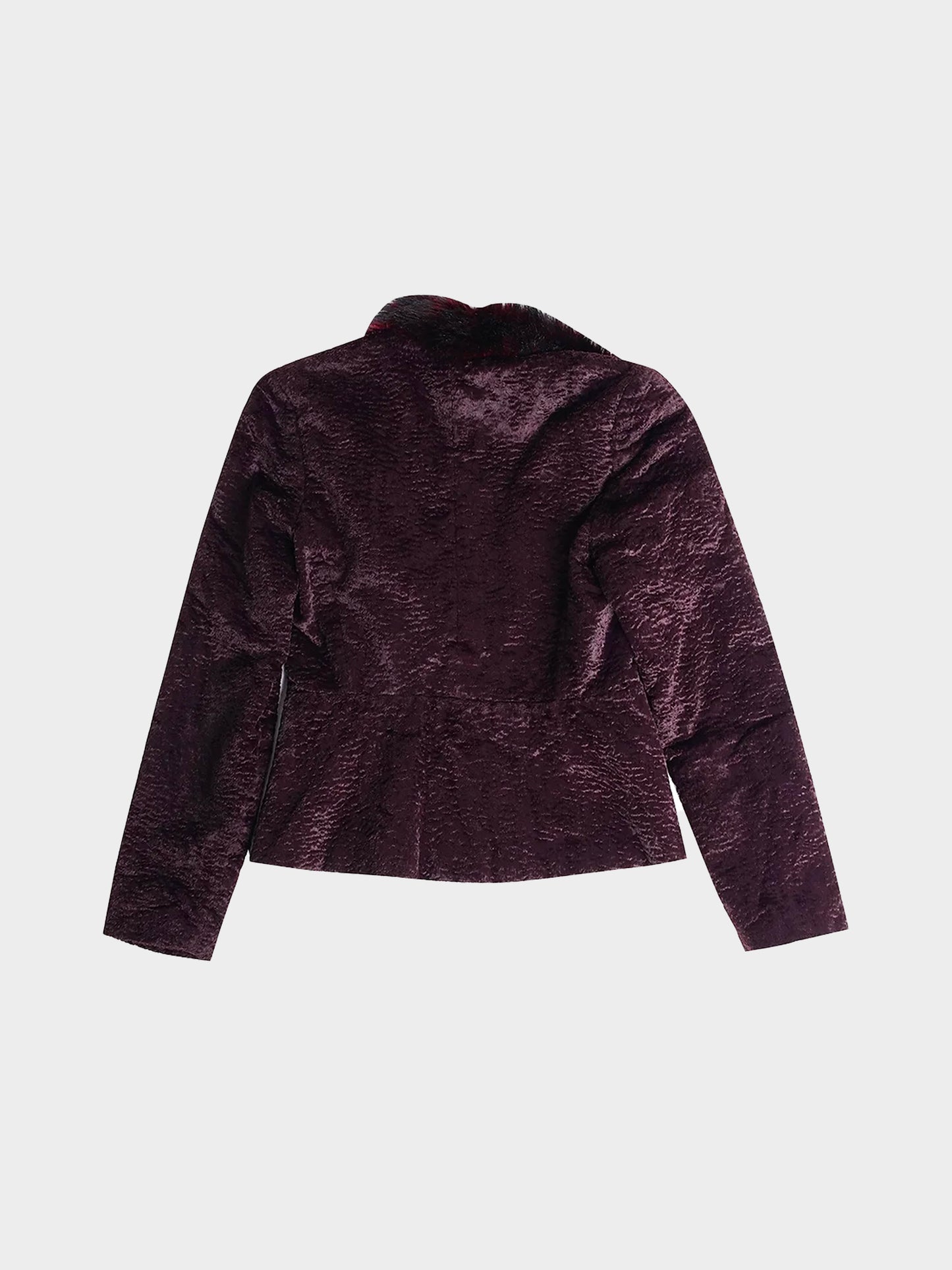 Miu Miu FW 2000 Burgundy Velvet and Faux Fur Collar Jacket