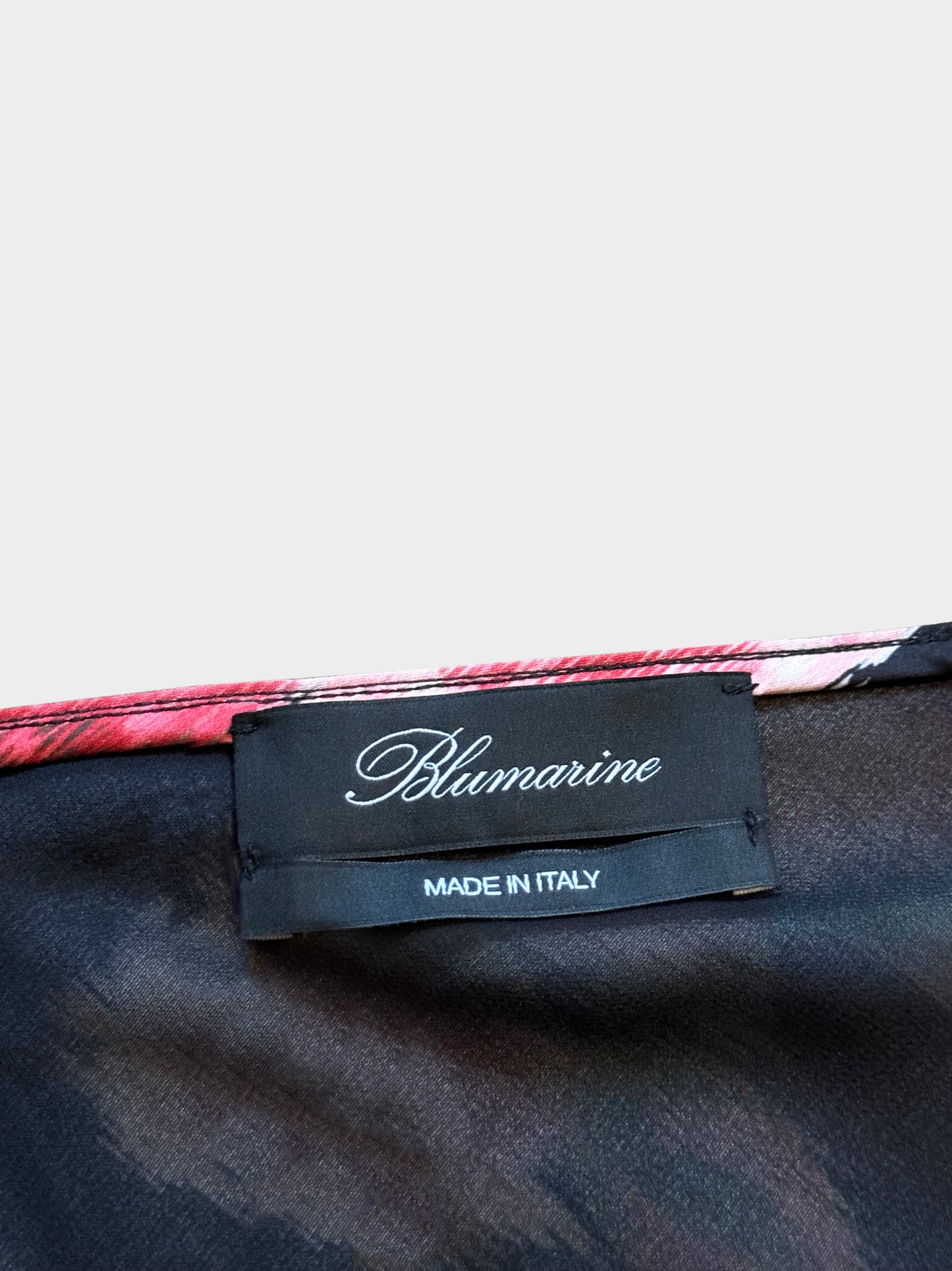 Blumarine 2000s Black Floral Print Skirt