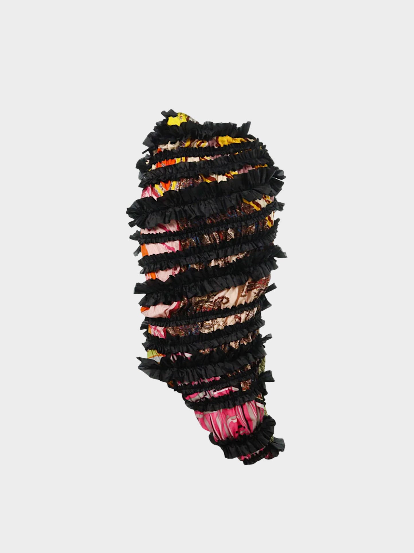 Comme des Garçons AW 2011 Multi Print Ruffled Trim Gathered Skirt