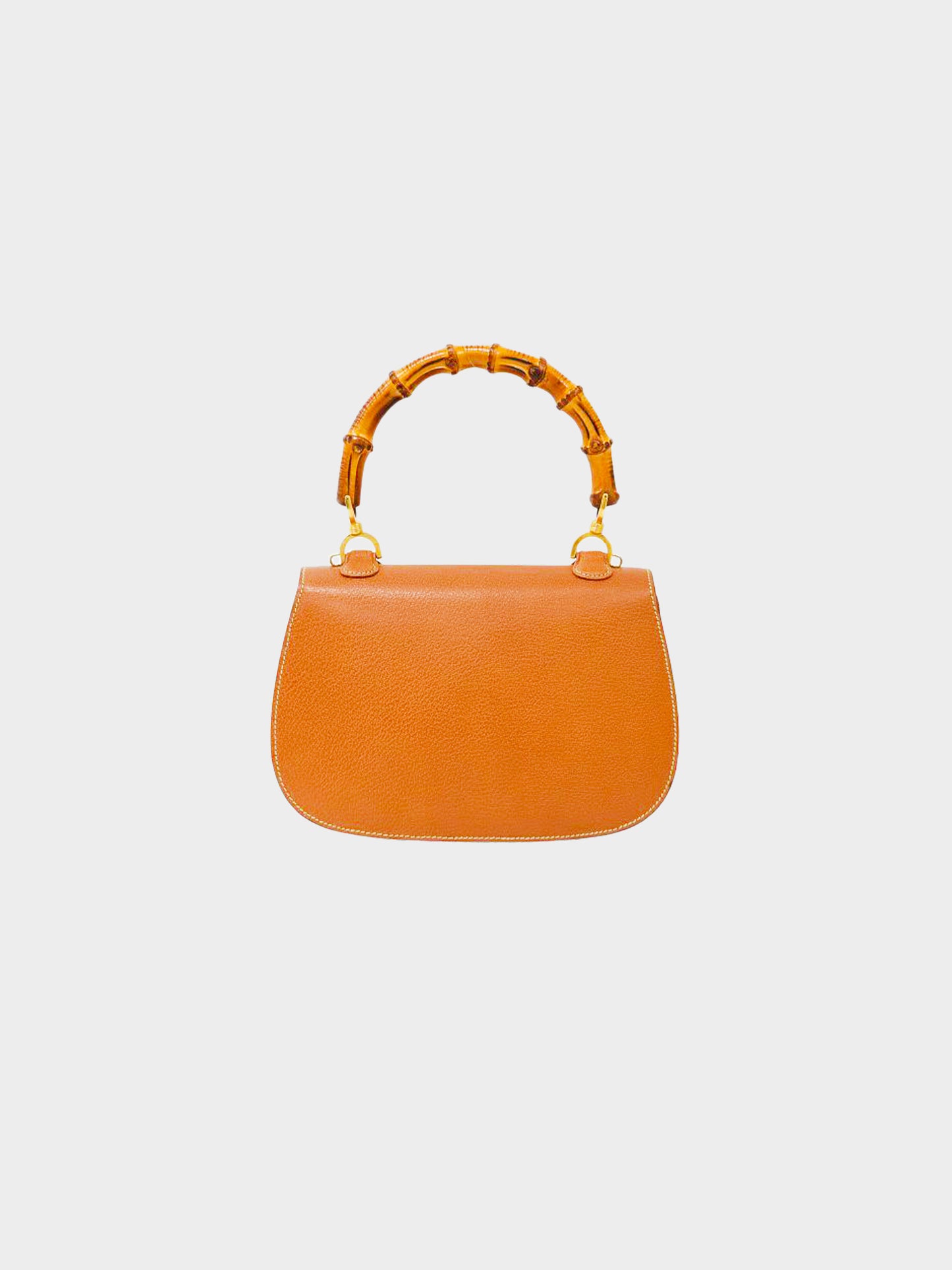 Gucci 1990s Orange Leather Bamboo 1947 Two-Way Bag