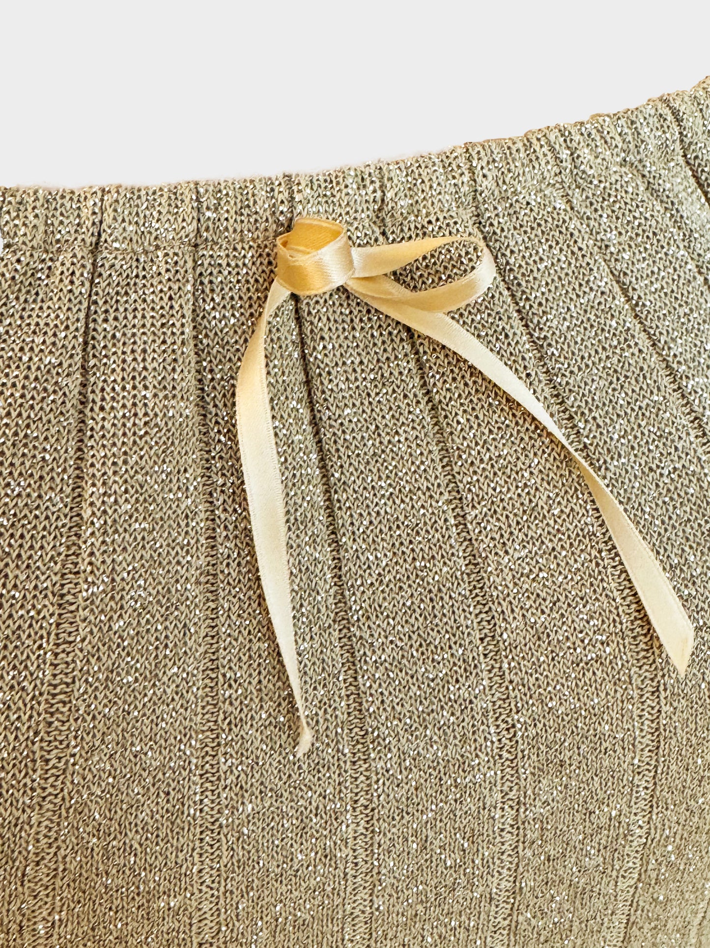 Blumarine Spring Summer 1995 Gold Ribbed Lurex Off-Shoulder Top