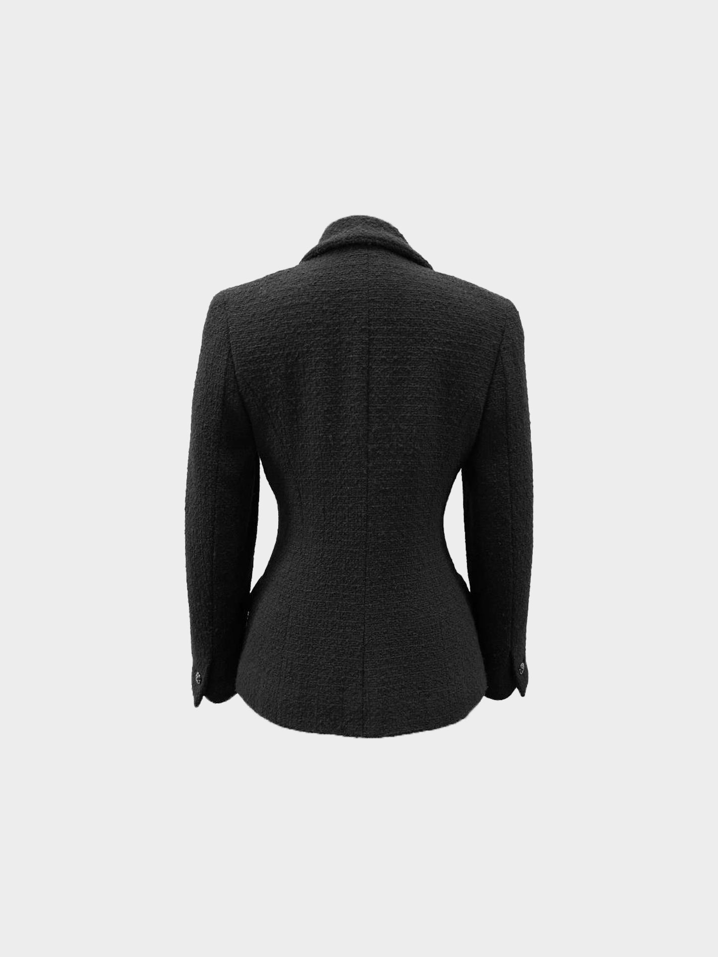 Chanel 2002 Black Tweed Double Breasted Jacket