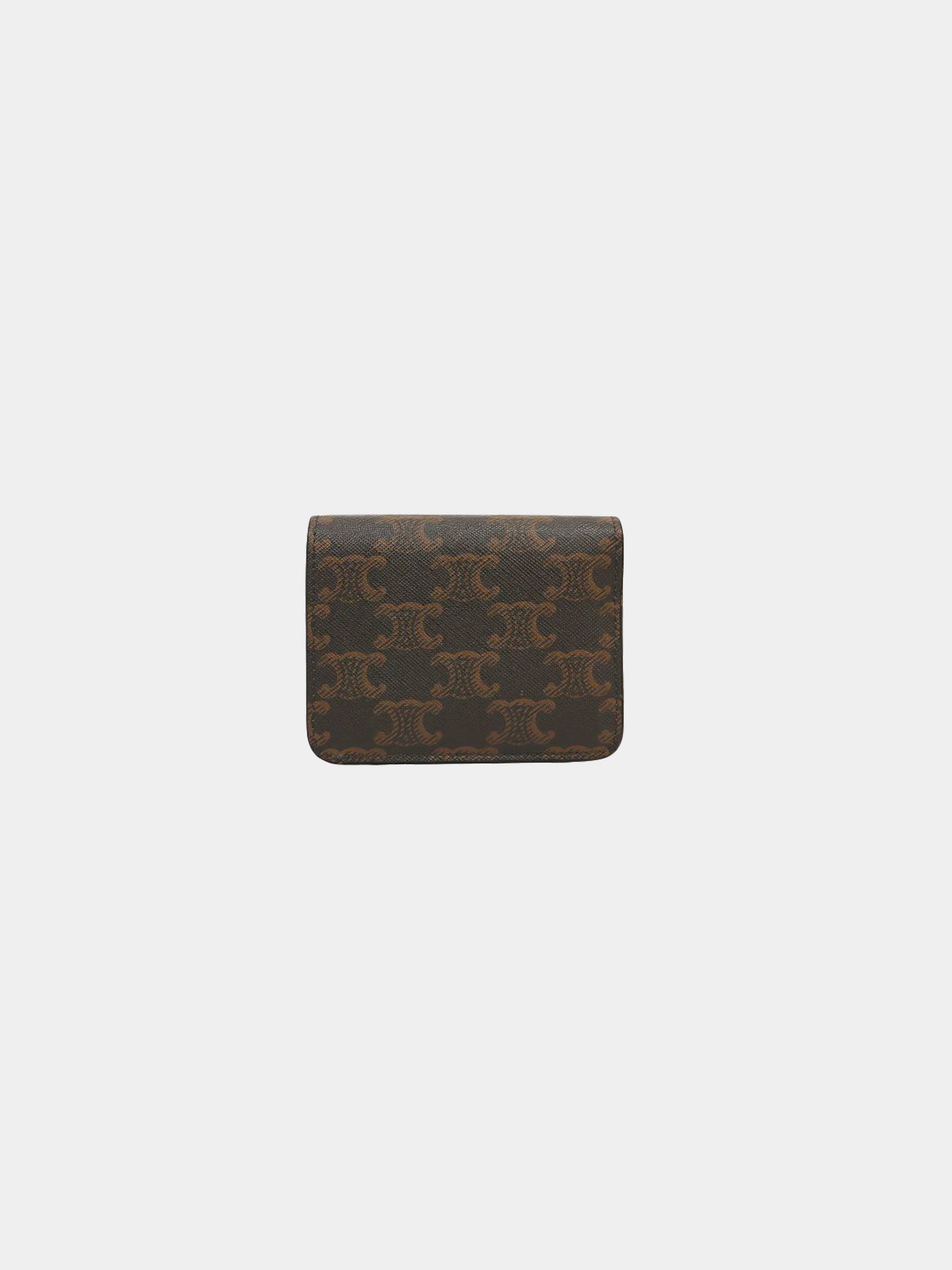 Celine 2020s Brown Triomphe Monogram Coated Canvas Wallet