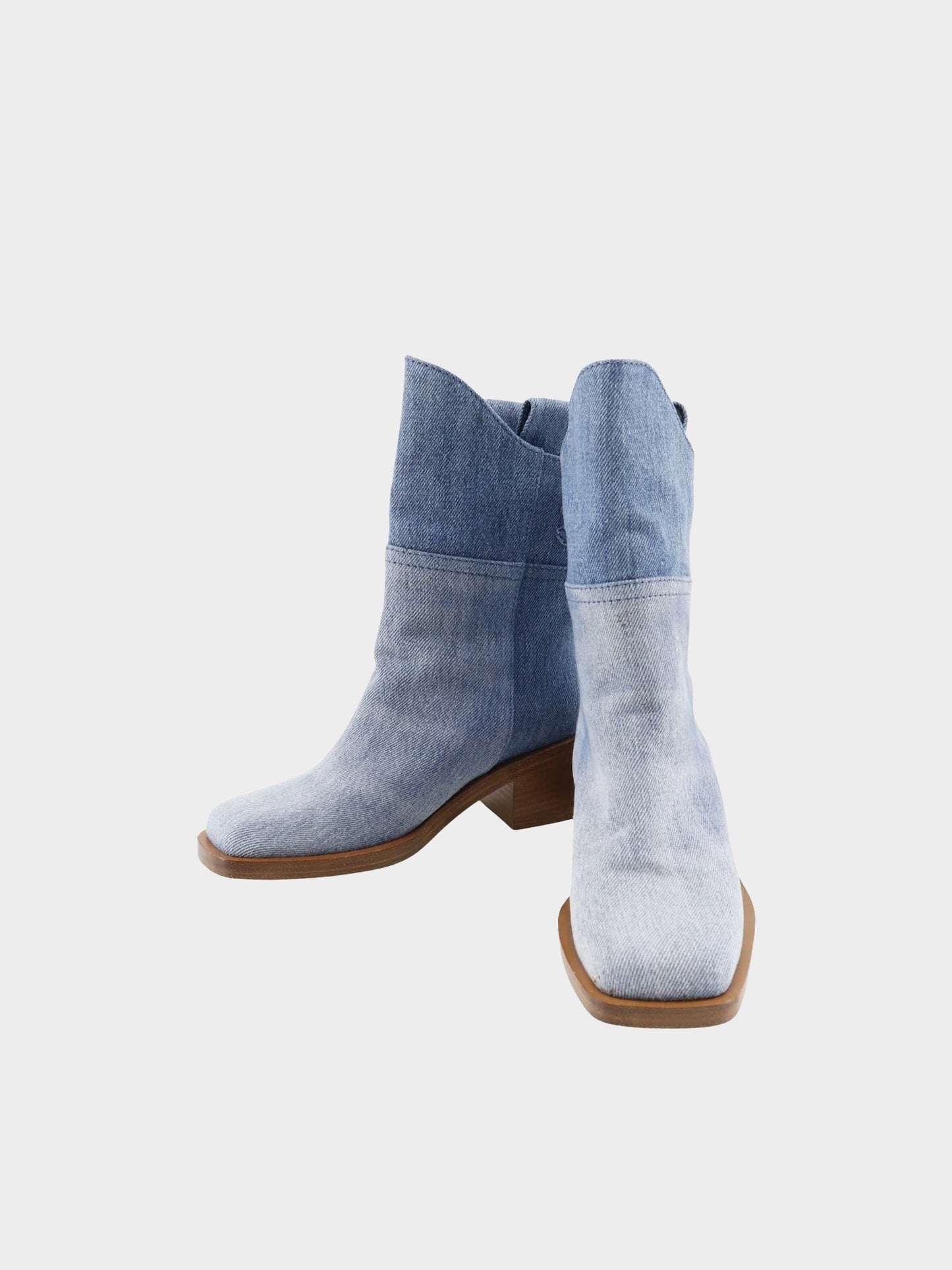 Chanel PF 2014 Runway Two-tone Denim Boots