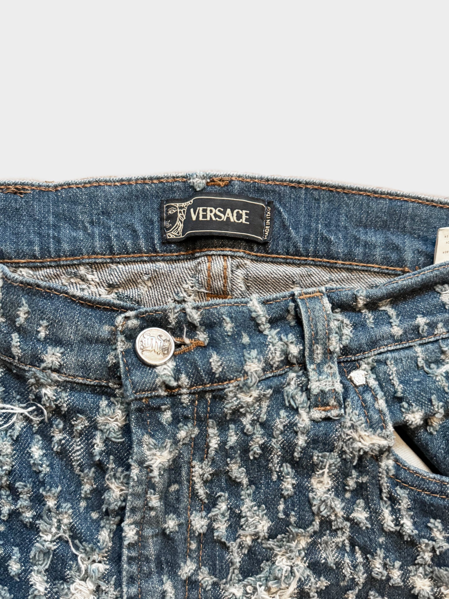 Versace 2010s All-over Ripped Distressed Jeans