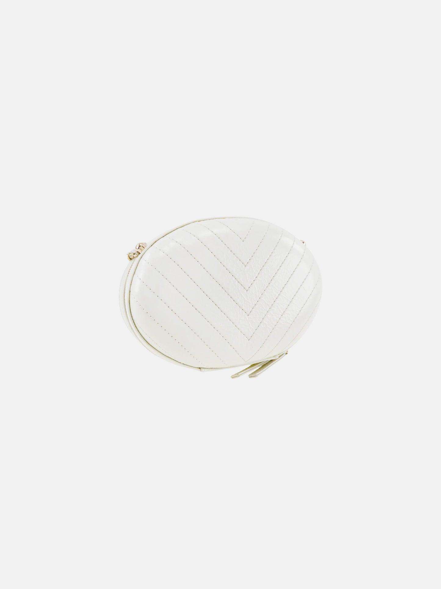 Chanel 2019 Cream Chevron Lambskin La Pausa Oval Bag