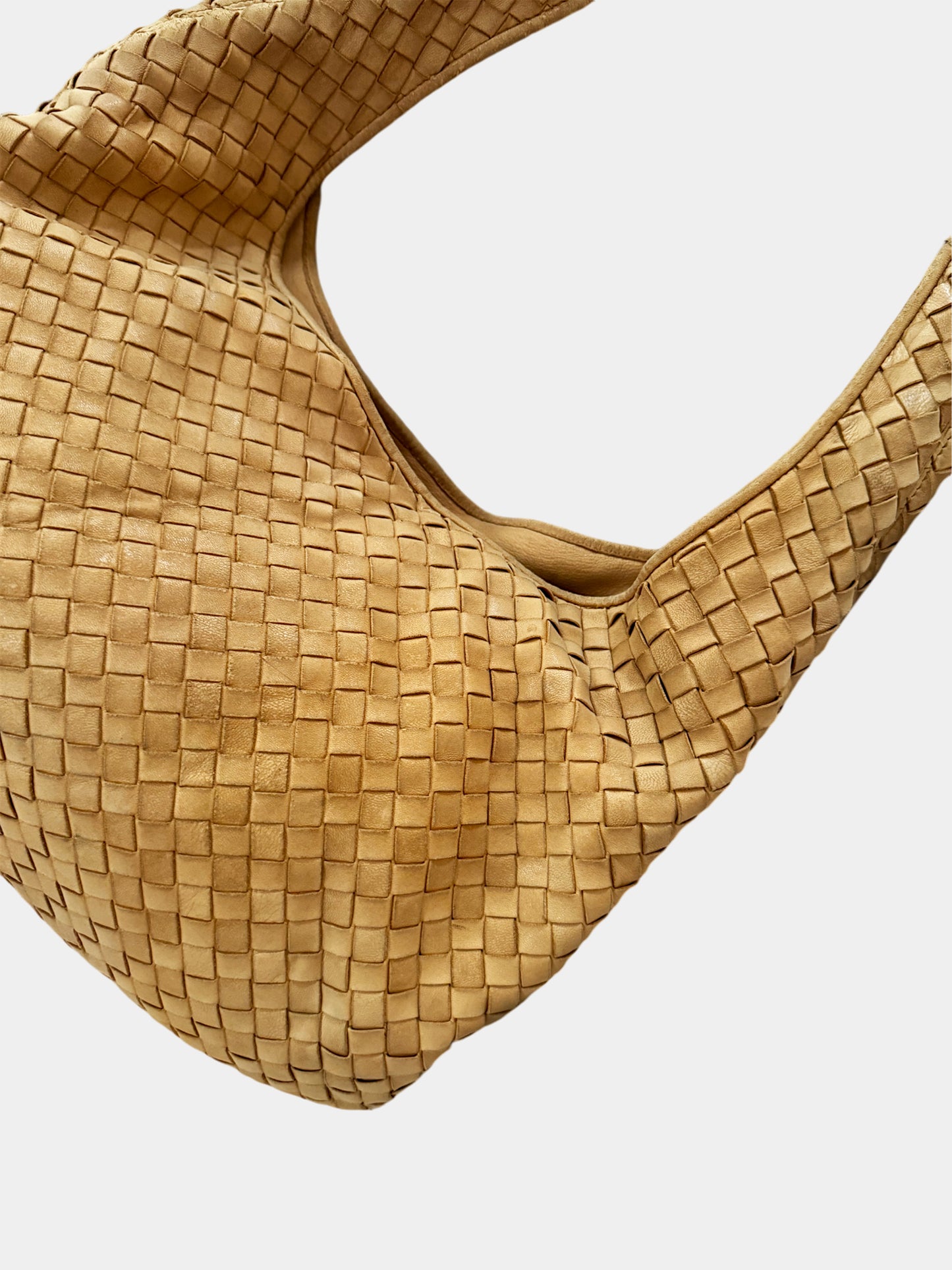 Bottega Veneta 2000s Beige Intrecciato Leather Hobo Bag