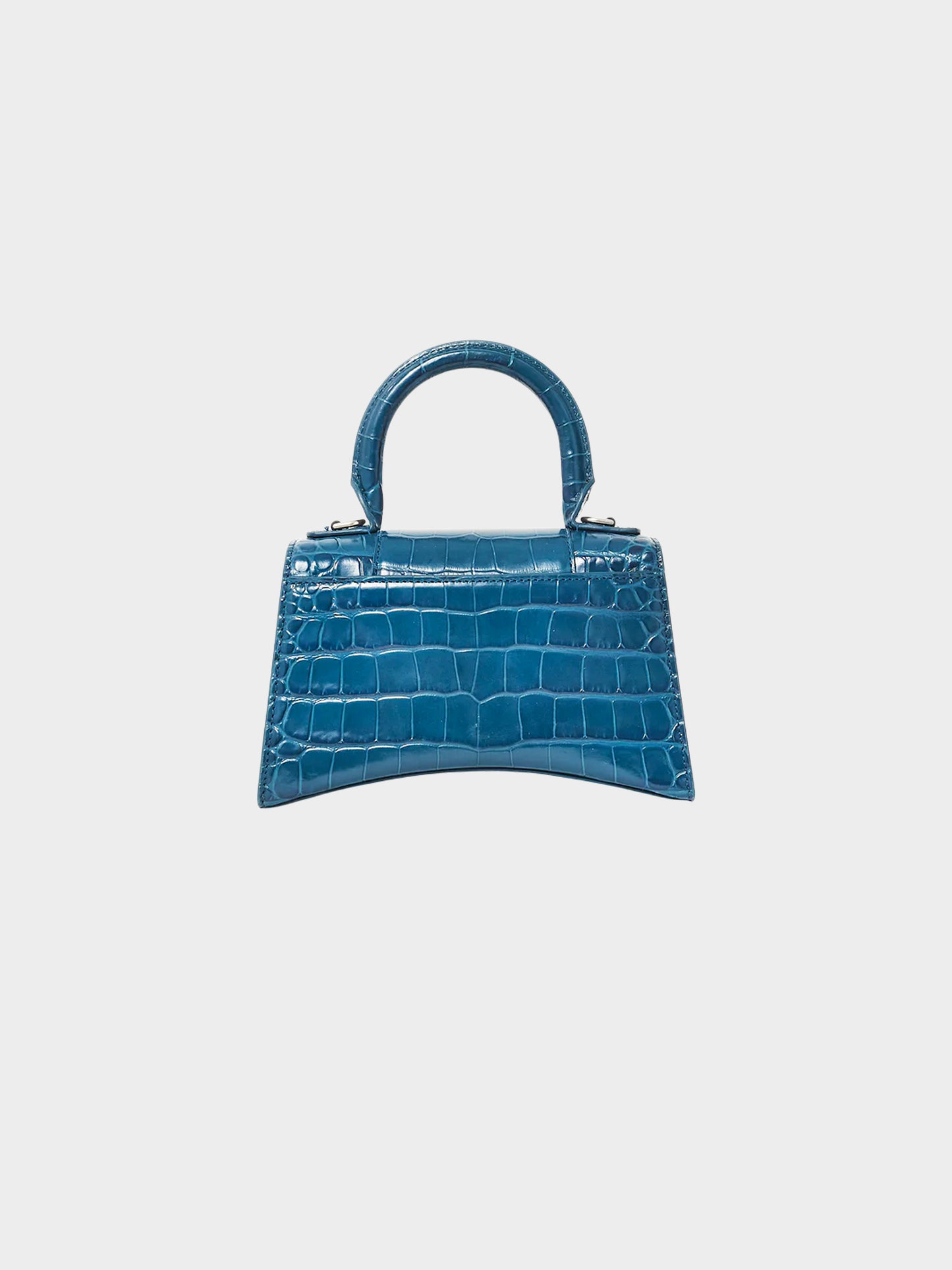 Balenciaga 2022 Deep Teal Croc-embossed Leather XS Hourglass Bag
