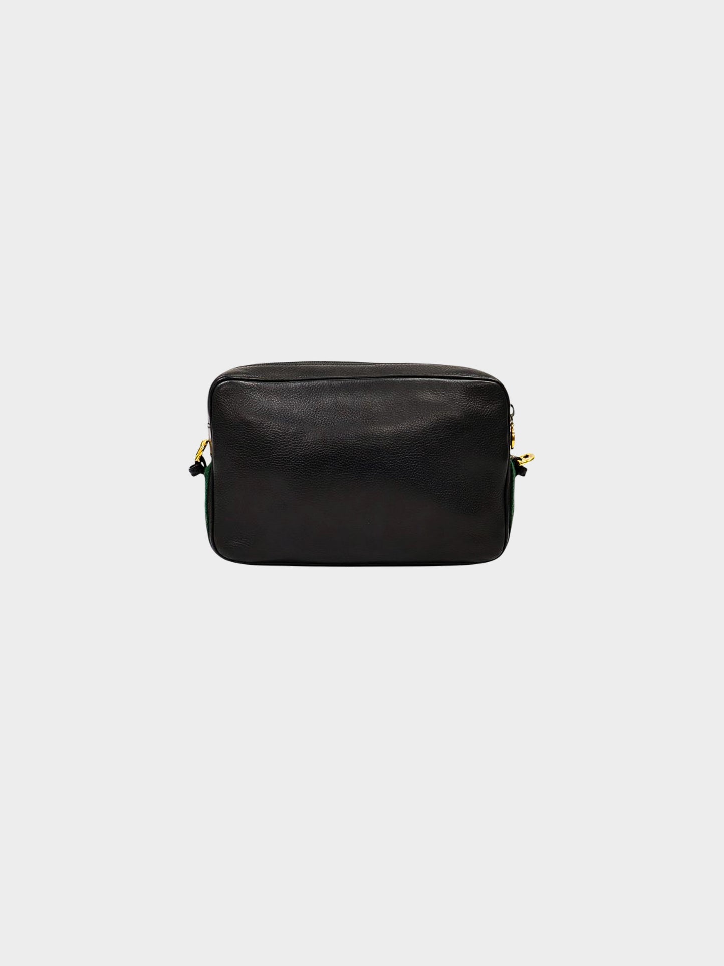 Gucci 2000s Black Leather Web Strap Rectangle Bag