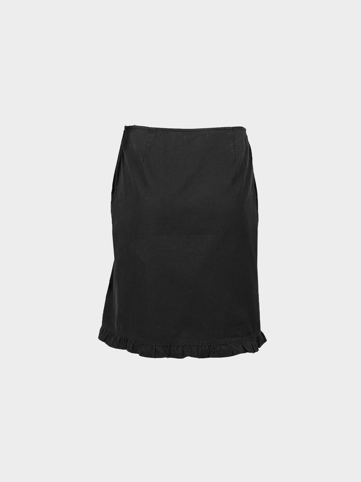 Miu Miu SS 1999 Black Ruffle Trim Skirt