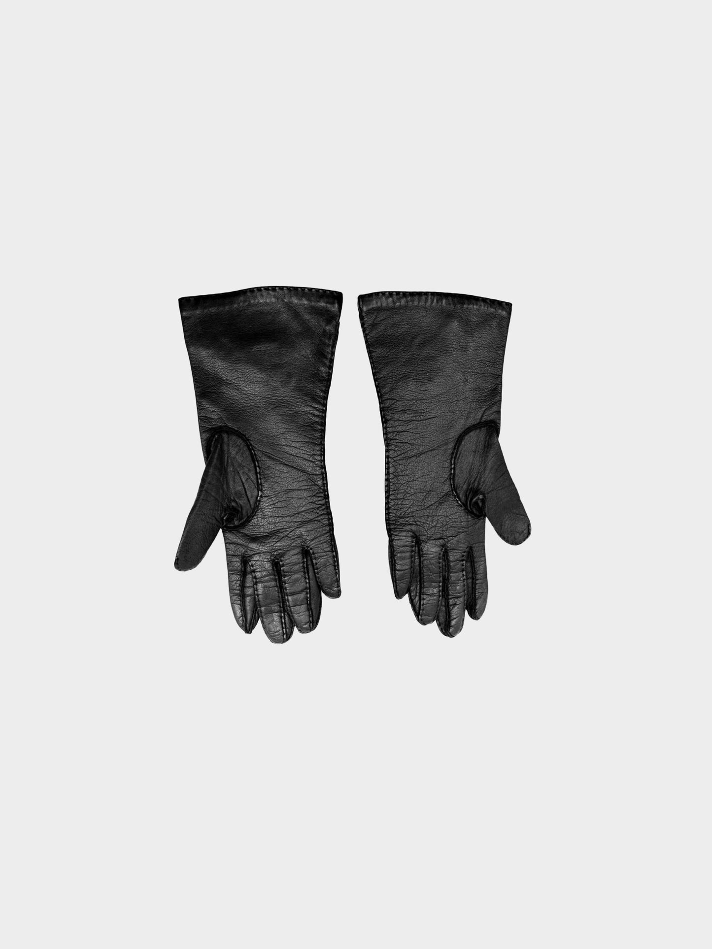 Loewe 2000s Black Leather Anagram Leather Gloves