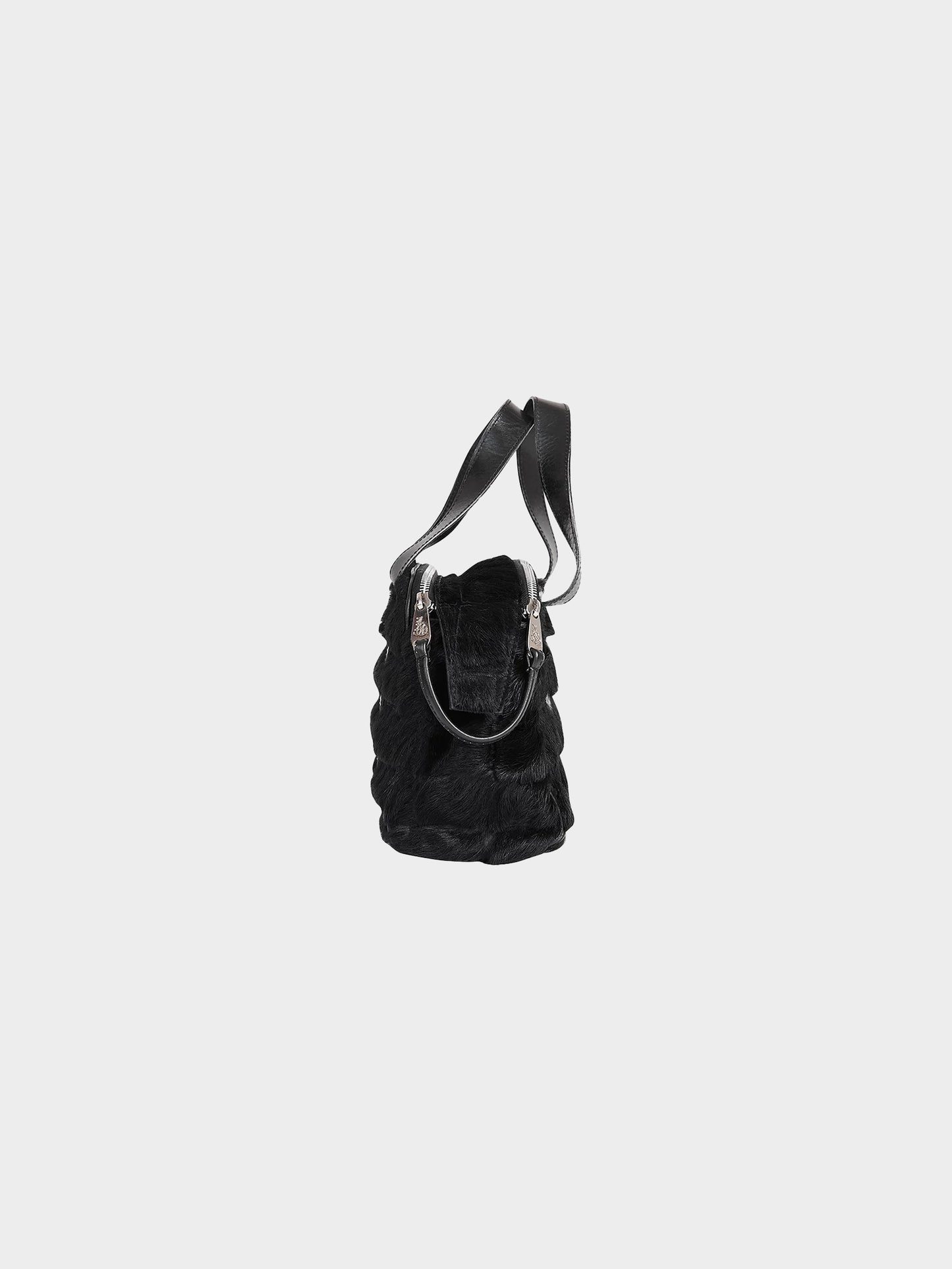 John Galliano 2000s Black Panelled Fur Bag