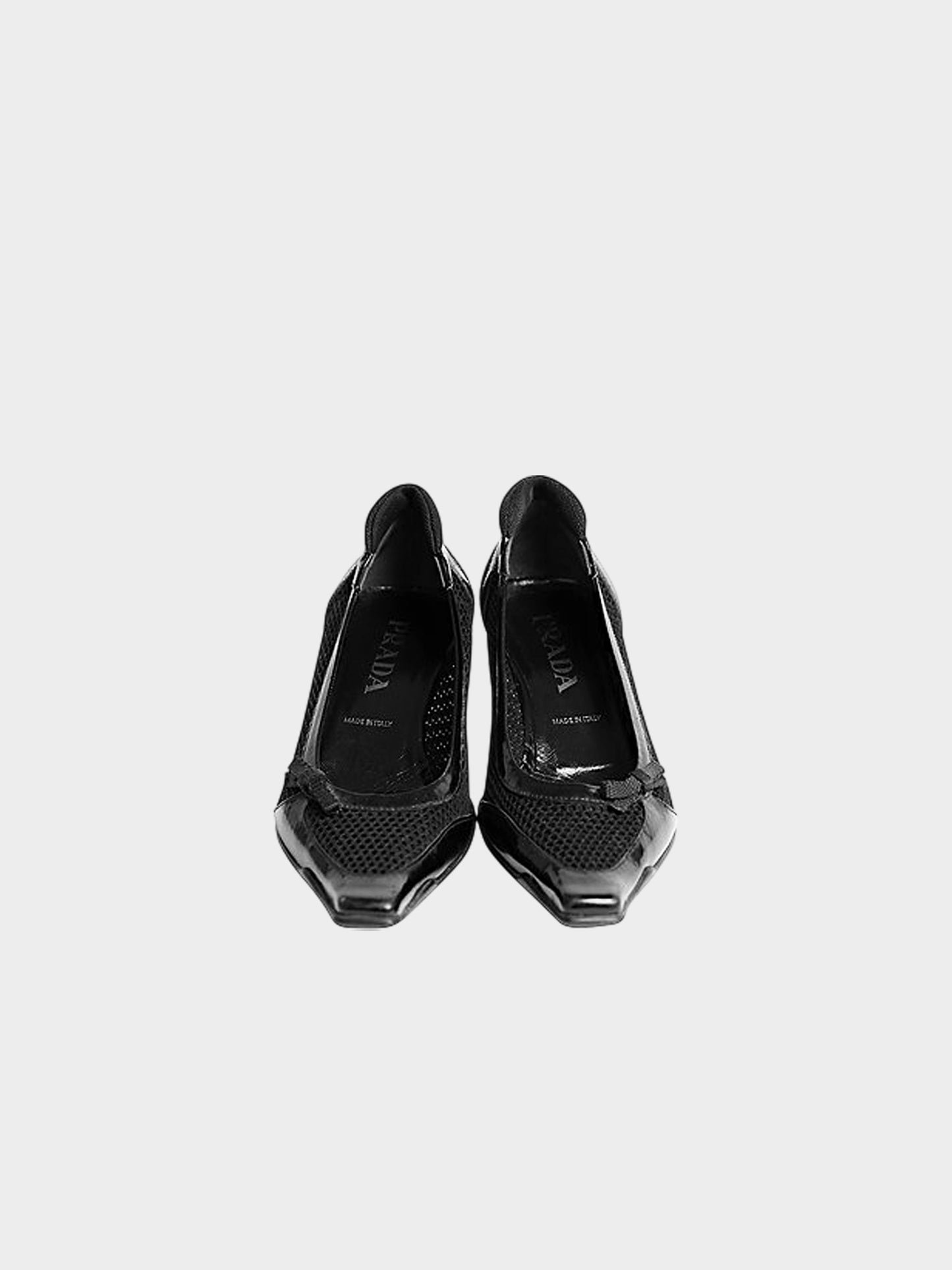 Prada SS 2000 Black Mesh And Patent Leather Mules