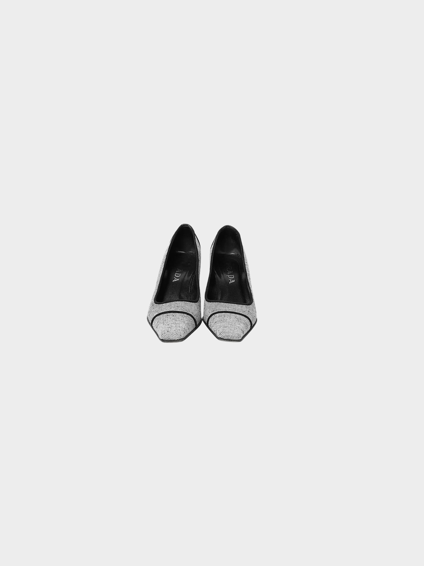 Prada SS 1999 Black and White Canvas Pumps
