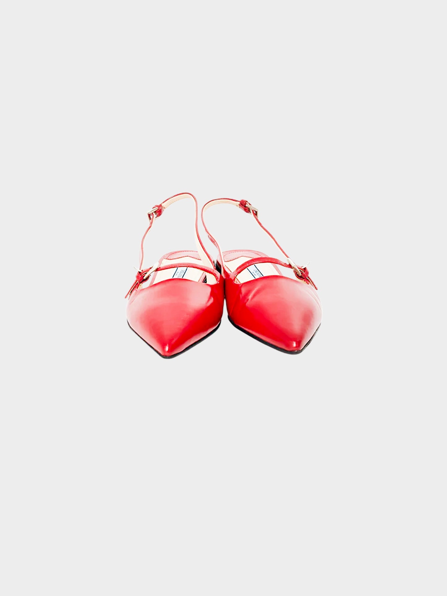Prada 2020s Red Leather Slingback Flats