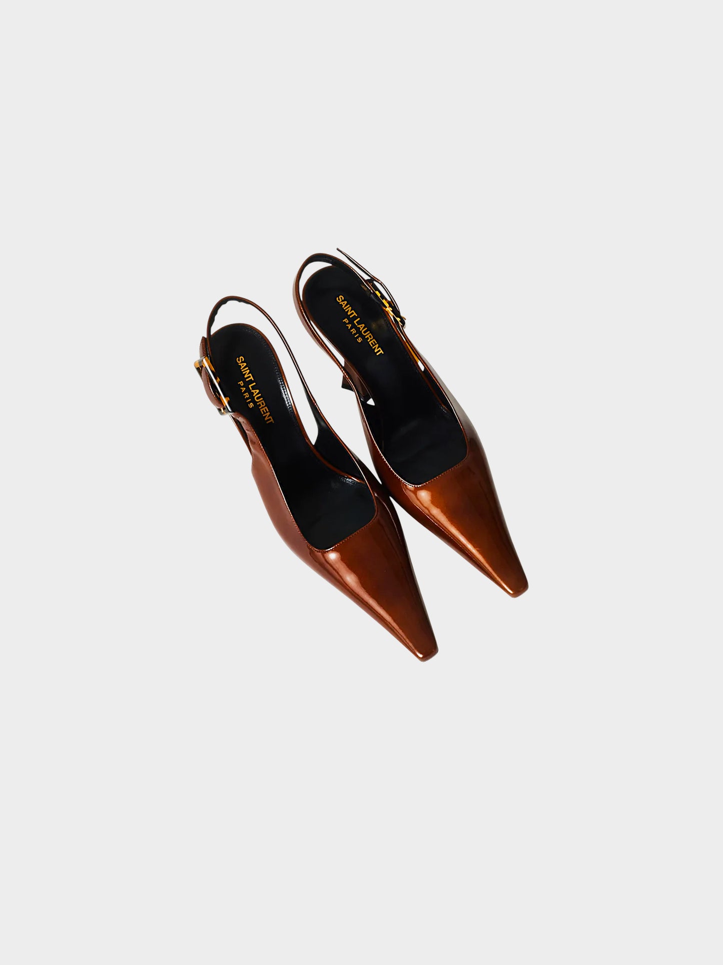 Saint Laurent 2020s Brown Patent Leather Dune Slingback Pumps