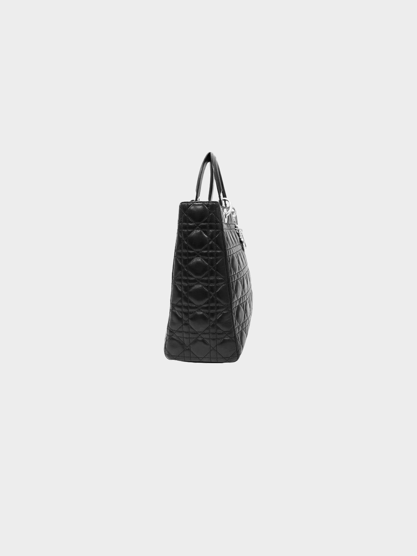 Christian Dior 2010s Black Lambskin Cannage Lady Dior Bag