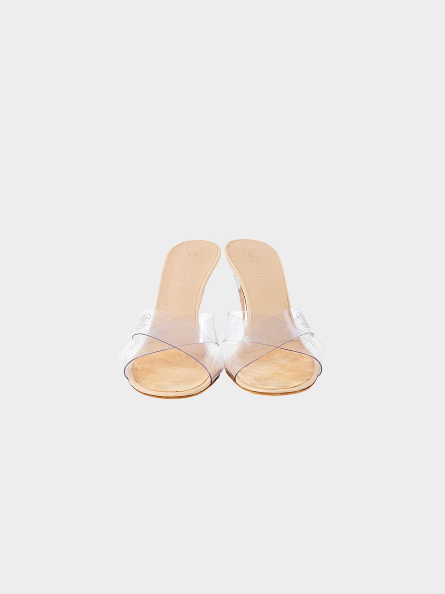 Chanel 2000s Clear PVC Crisscross Strap Heels