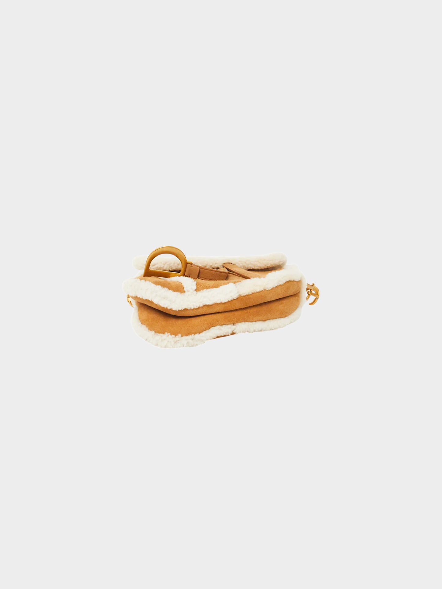 Christian Dior FW 2020 Camel Suede and Shearling Saddle Bag