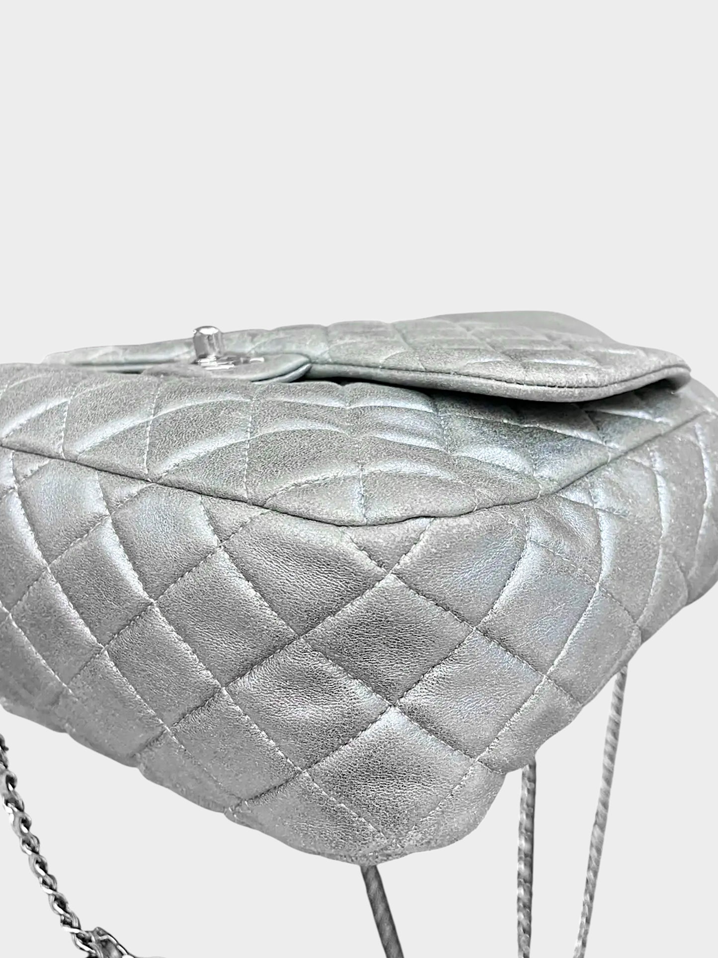 Chanel 2016 Silver Metallic Lambskin Leather Quilted Large In Seoul Backpack