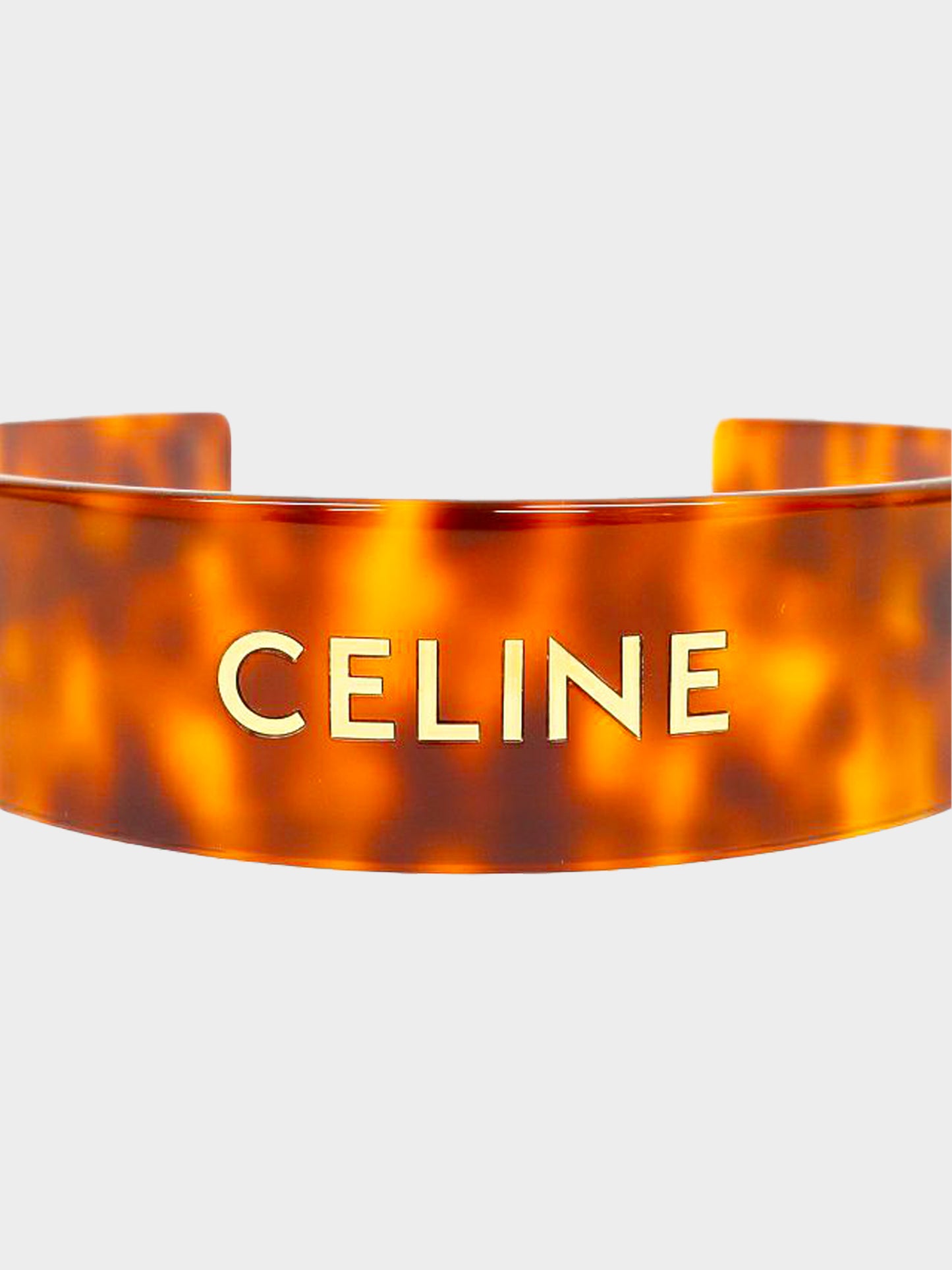 Celine 2020s Tortoiseshell Acetate Logo Headband