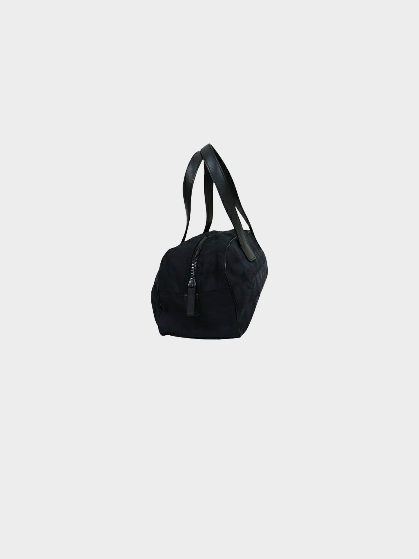 Chanel 2002 Black Chocolate Bar Nylon Travel Line Bowler Bag