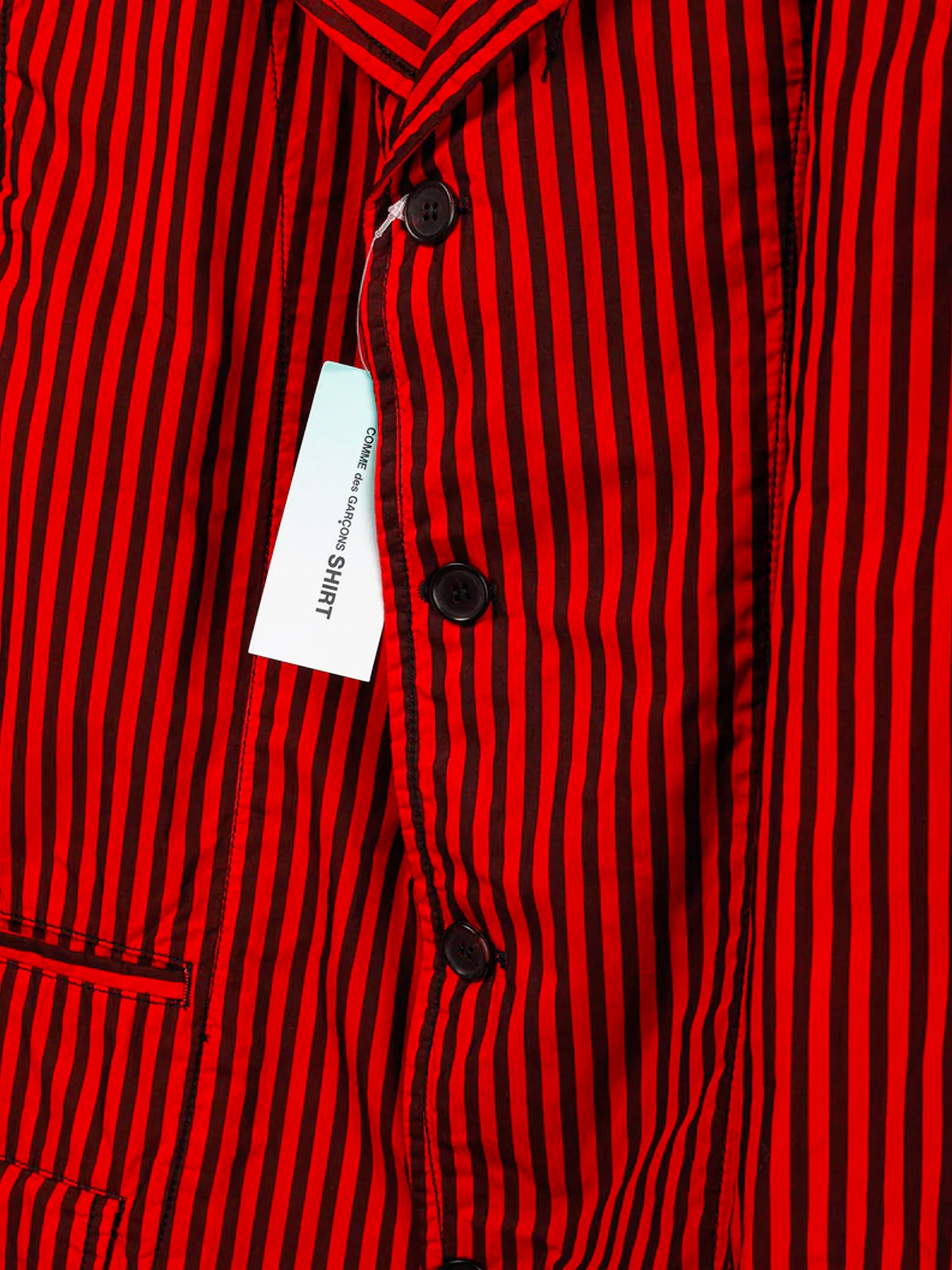 Comme des Garçons SS 2022 Mens Runway Striped Cotton Poplin Single-Breasted Blazer