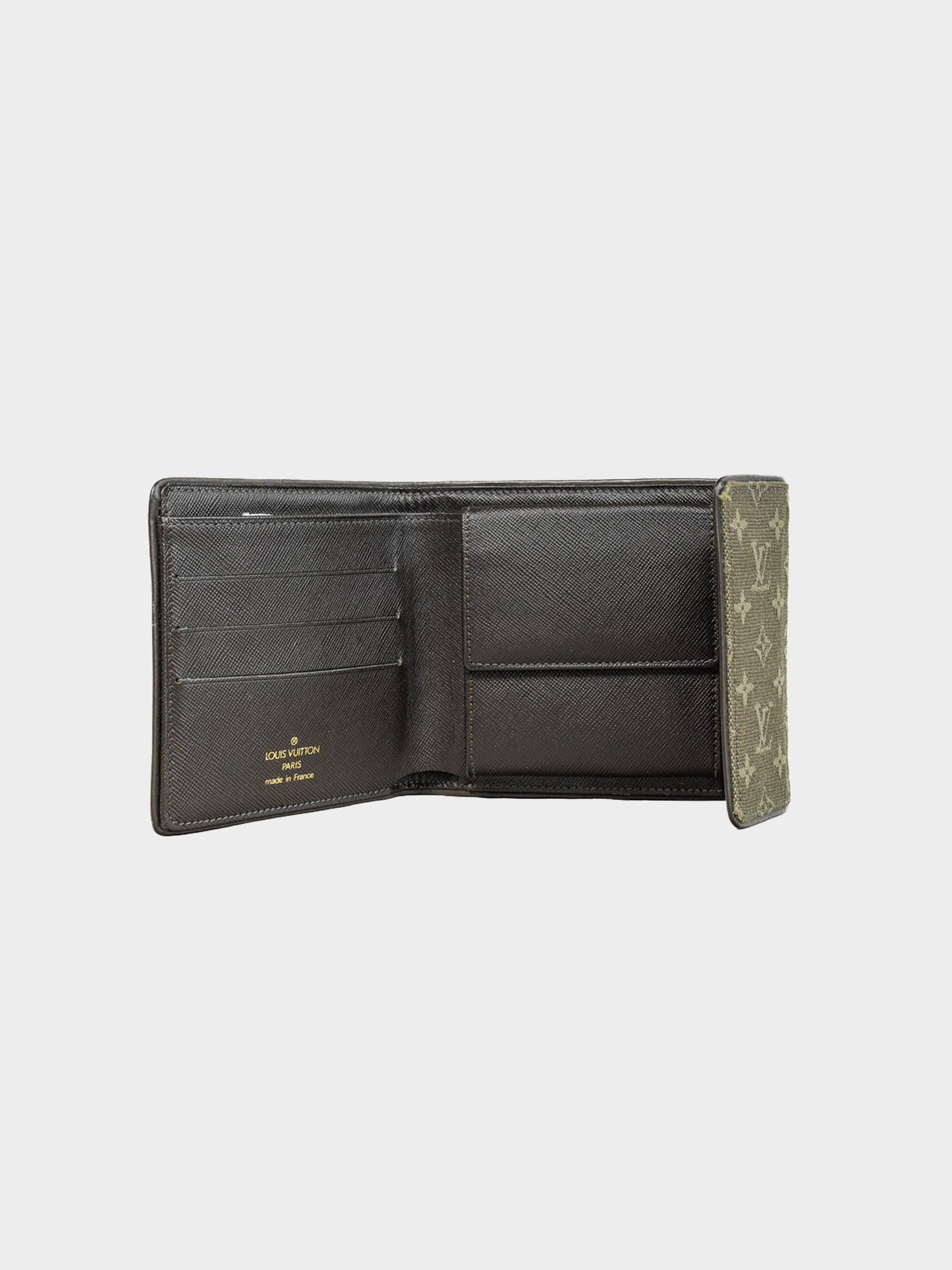 Louis Vuitton 2003 Khaki Mini Lin Canvas Tri-fold Wallet