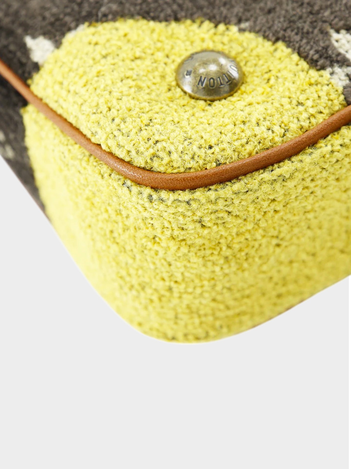 Louis Vuitton FW 2004 Rare Brown Velvet and Yellow Alligator Leather Trompe L'oeil Pochette Bag