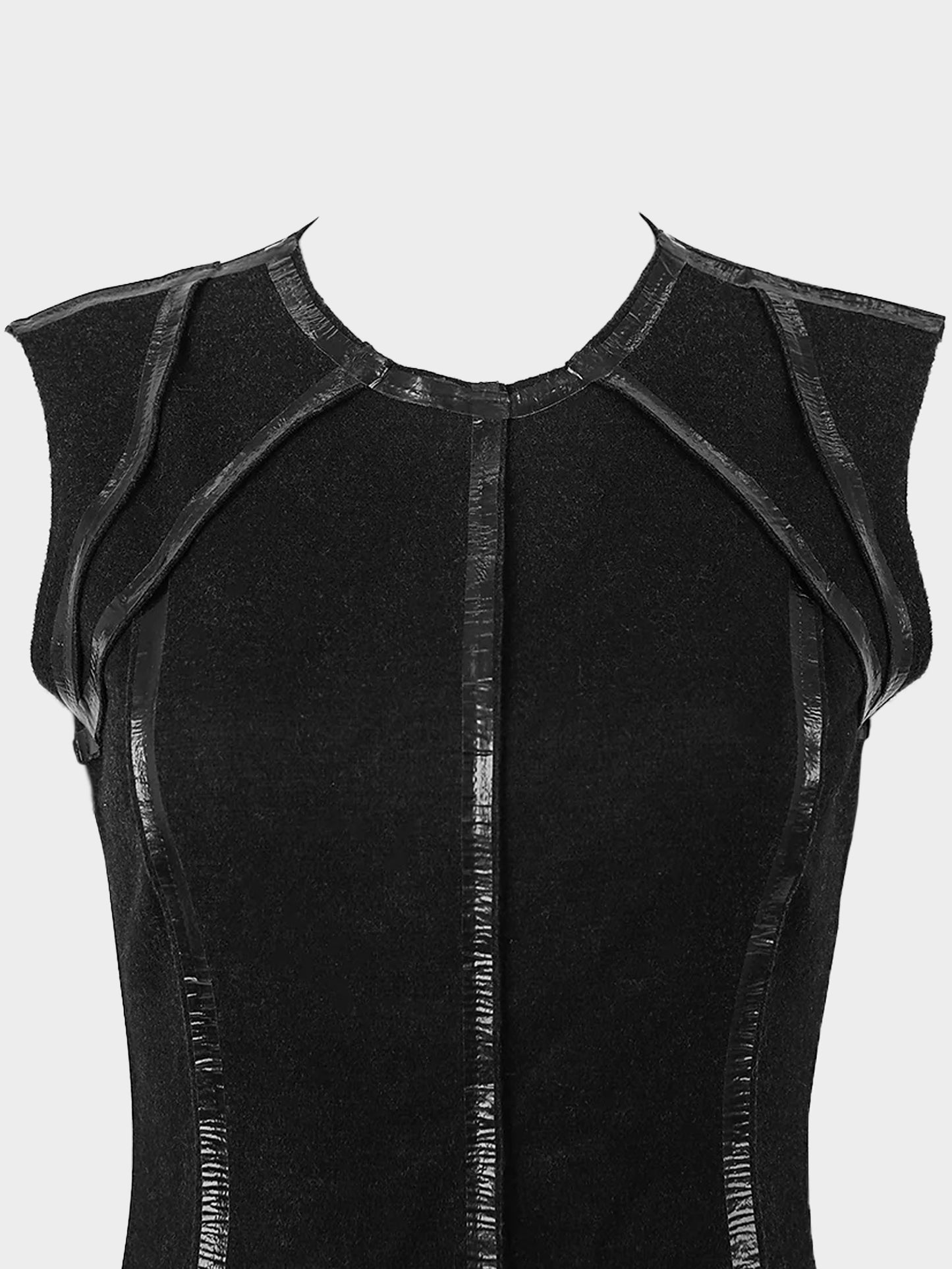 Prada 2007 Black Wool Tape Trim Dress