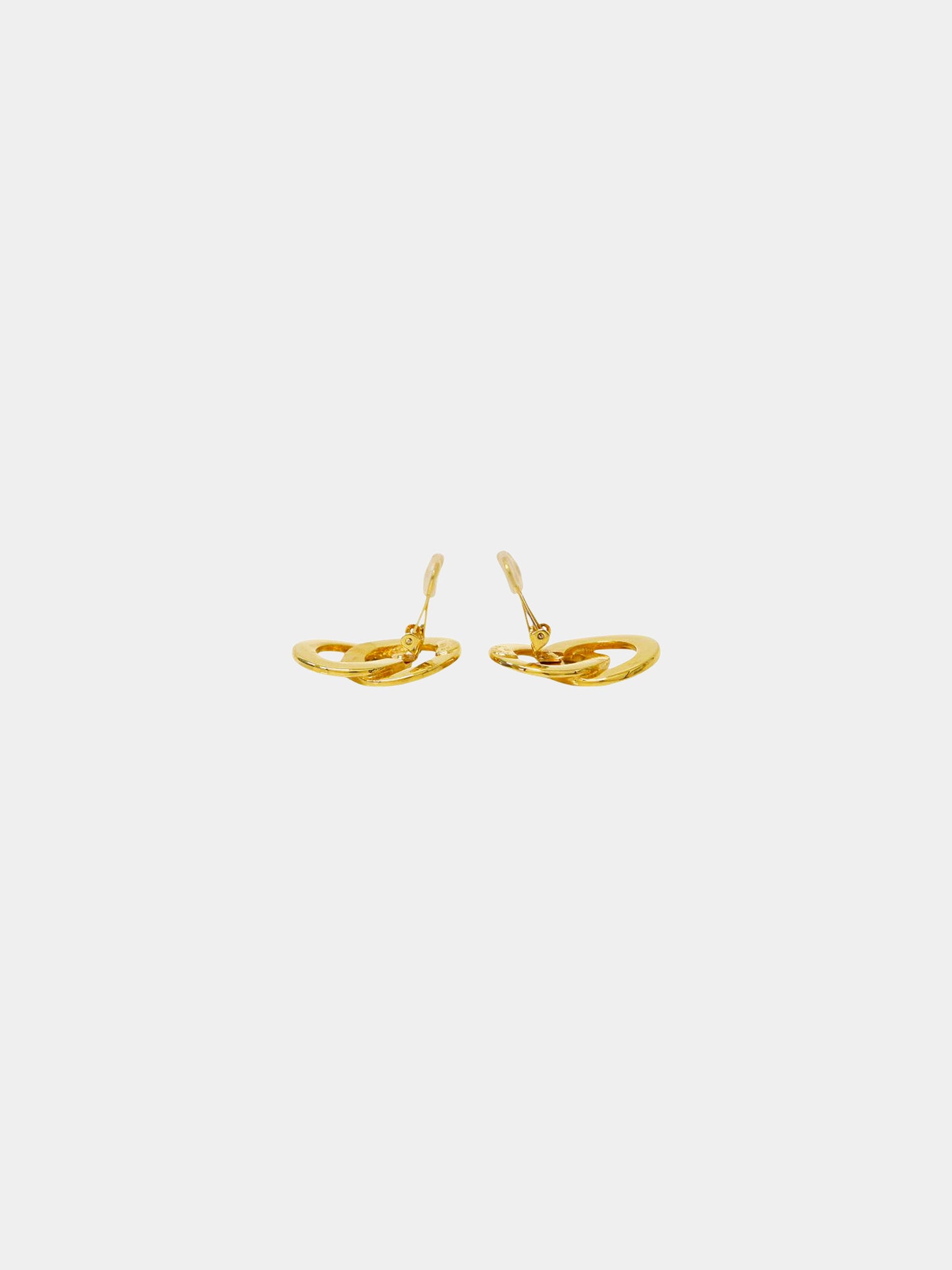 Celine 1990s Gold Interlocking Rings Logo Earrings