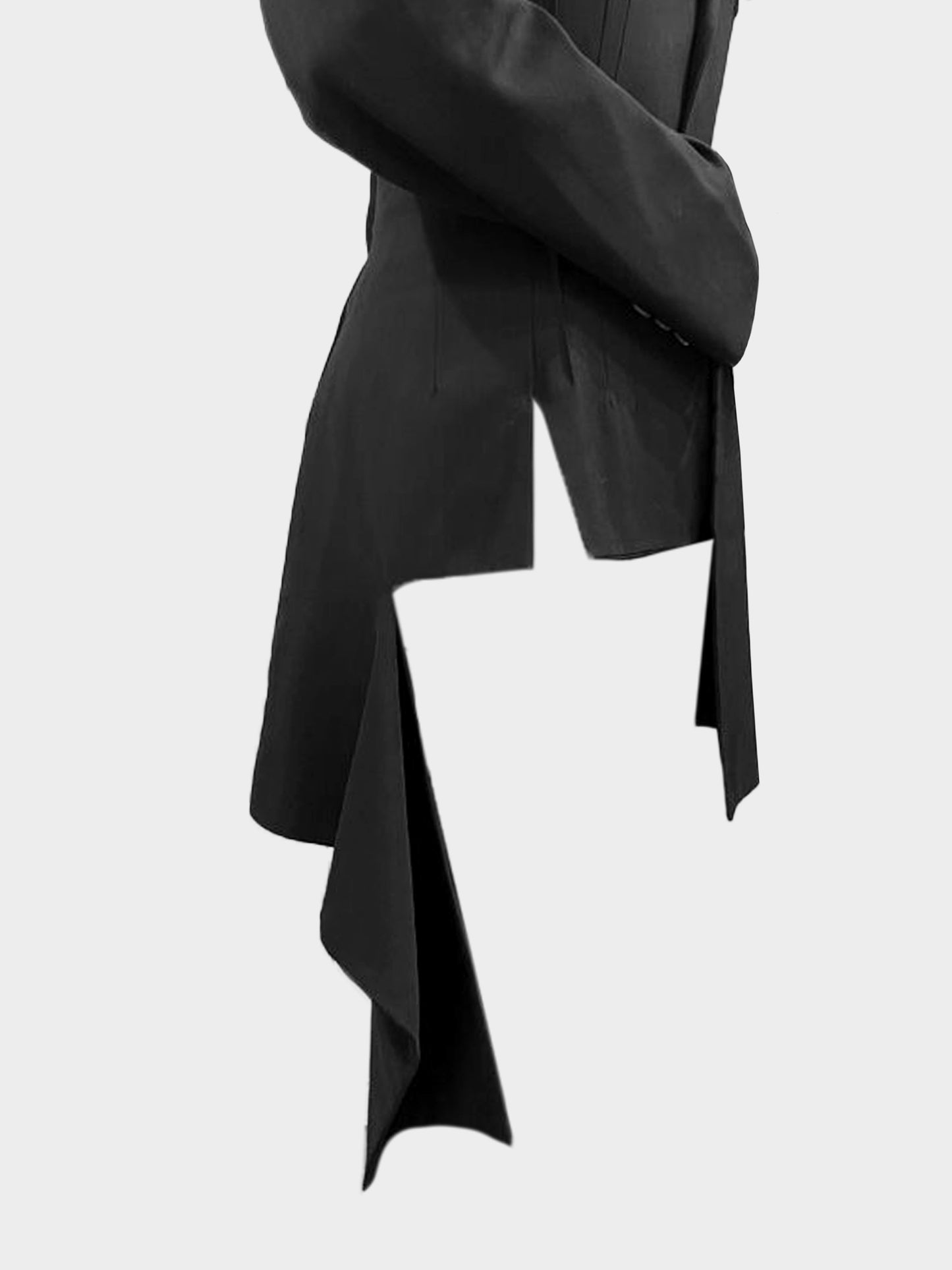 Yohji Yamamoto 2000s Black Wool Asymmetrical Hem Blazer