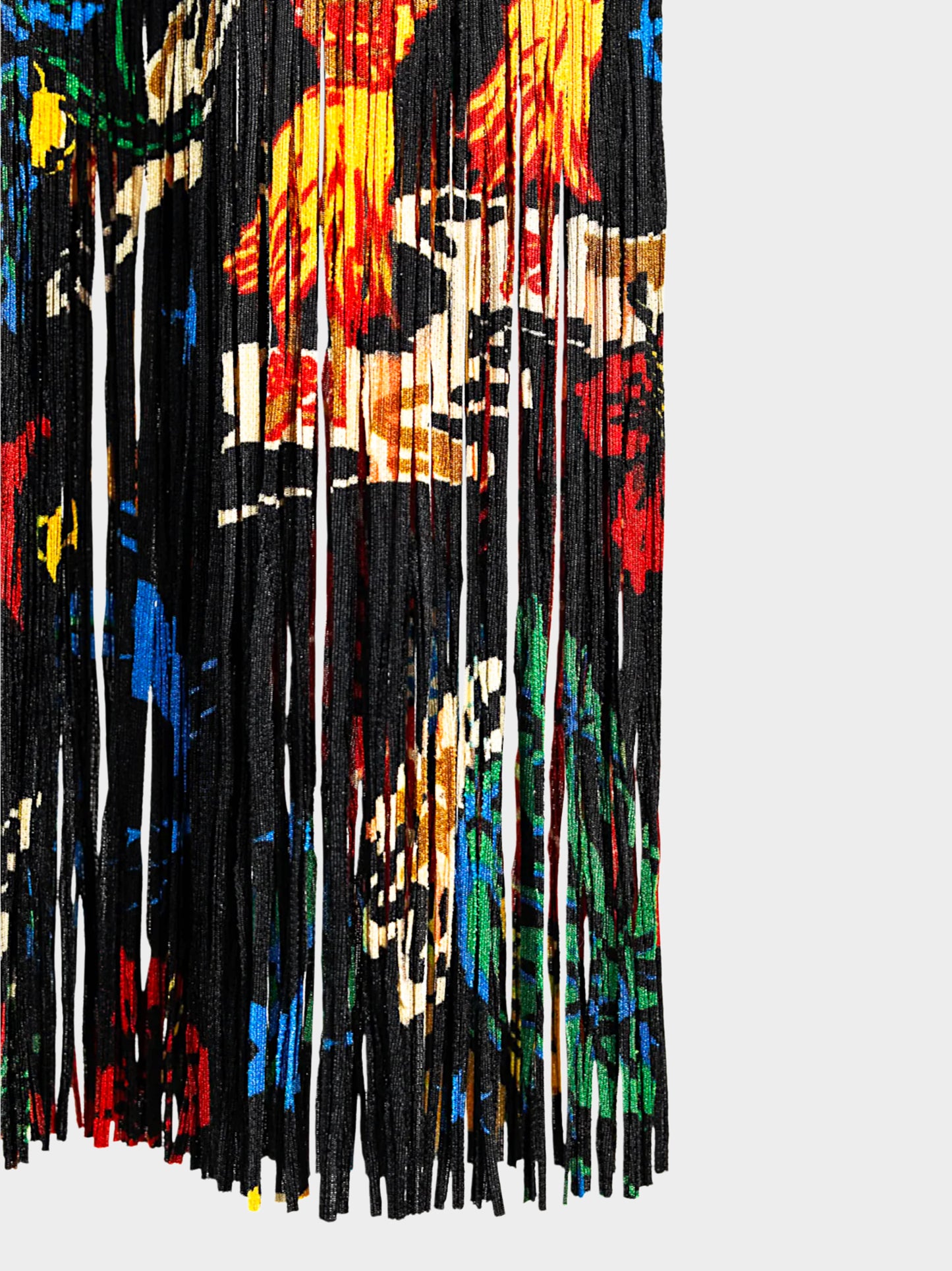 Issey Miyake Pleats Please 2000s Hawaiian Print Fringed Dress