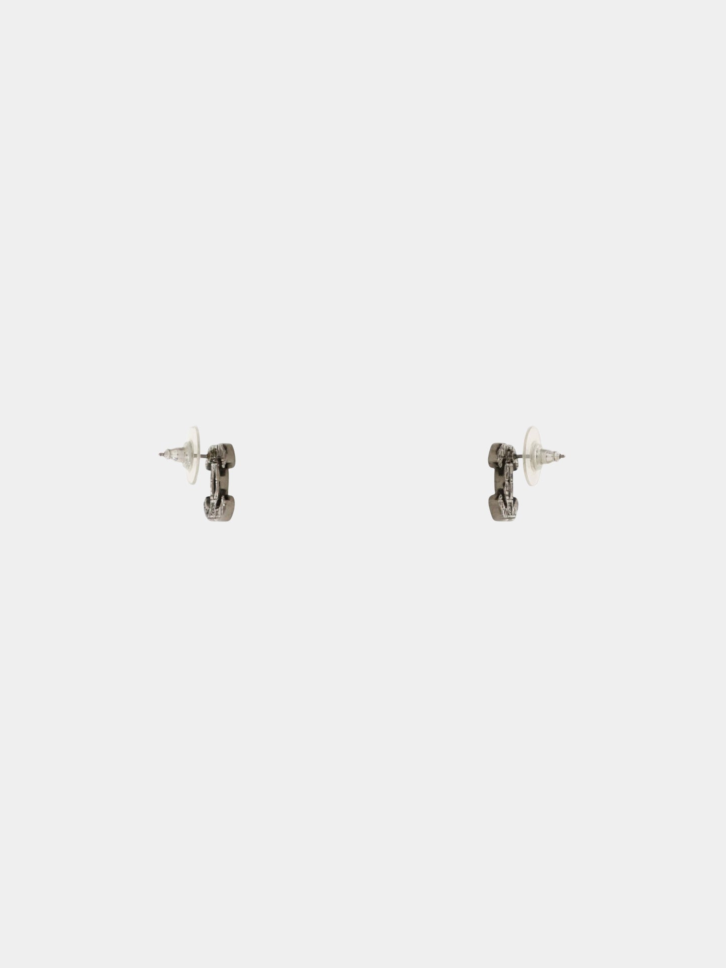 Chanel 2019 Silver Engraved Hieroglyphics CC Earrings