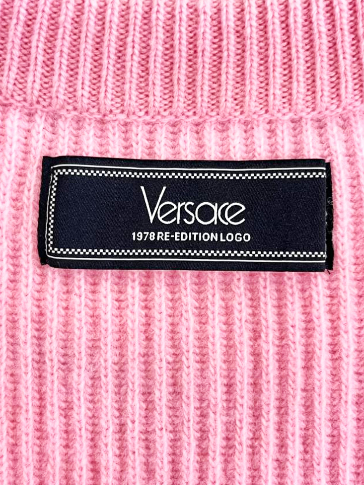 Versace Spring Summer 2024 Pink Wool 1978 Re-Edition Logo Sweater