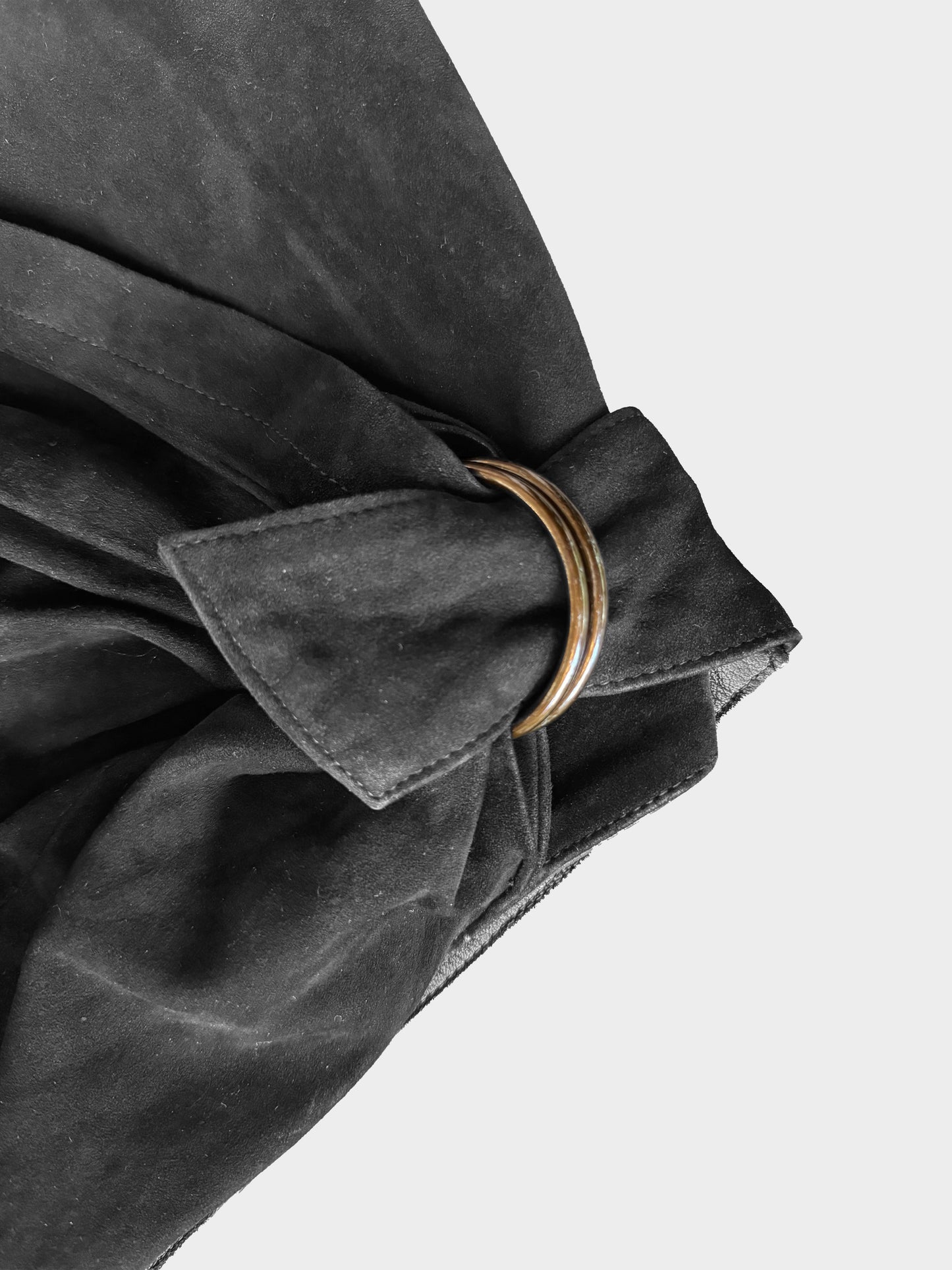 Azzedine Alaïa 1990s Black Suede Draped Wrap Skirt