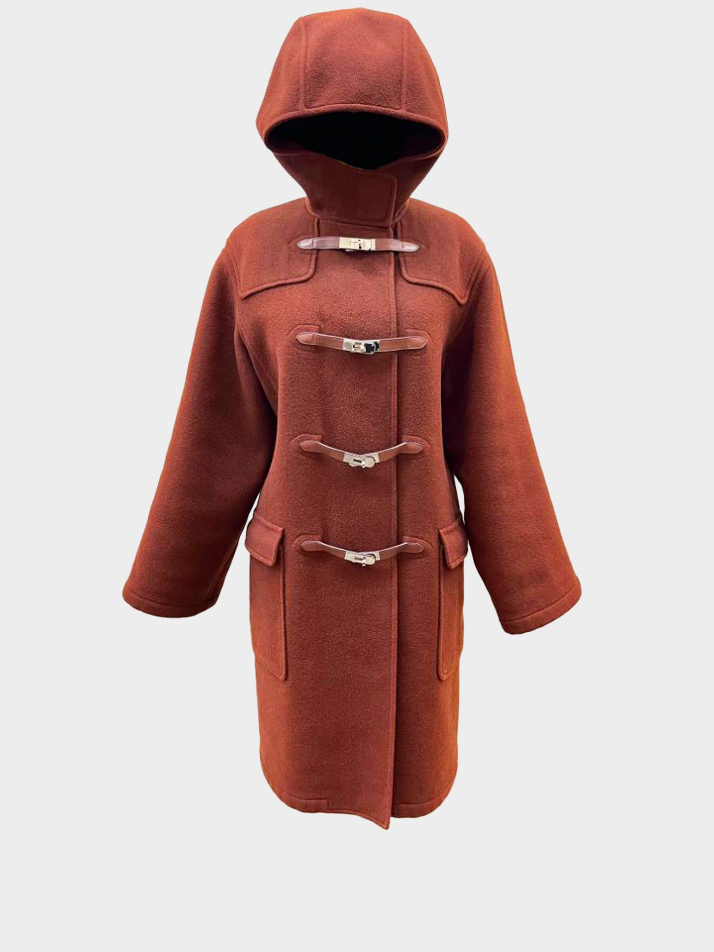 Hermes 1990s Dark Brown Cashmere Kelly Buckle Duffle Coat