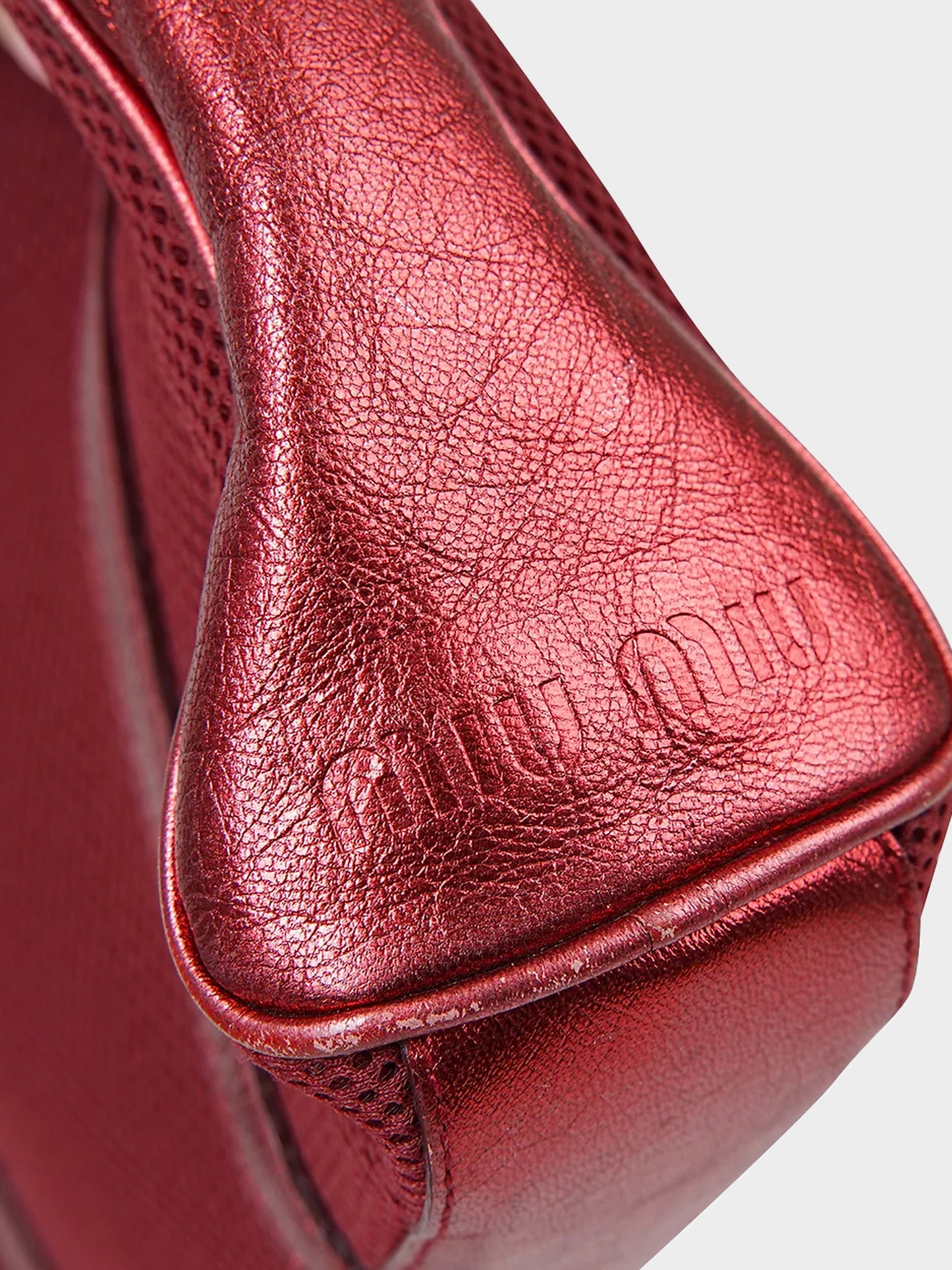 Miu Miu SS 2000 Red Mesh and Metallic Leather Sporty Bag