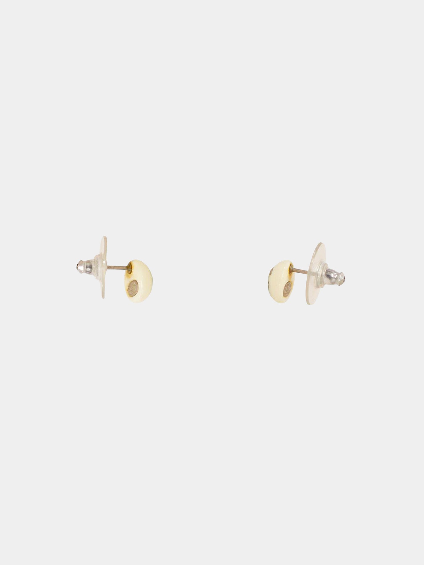 Chanel 2006 White Button CC Earrings
