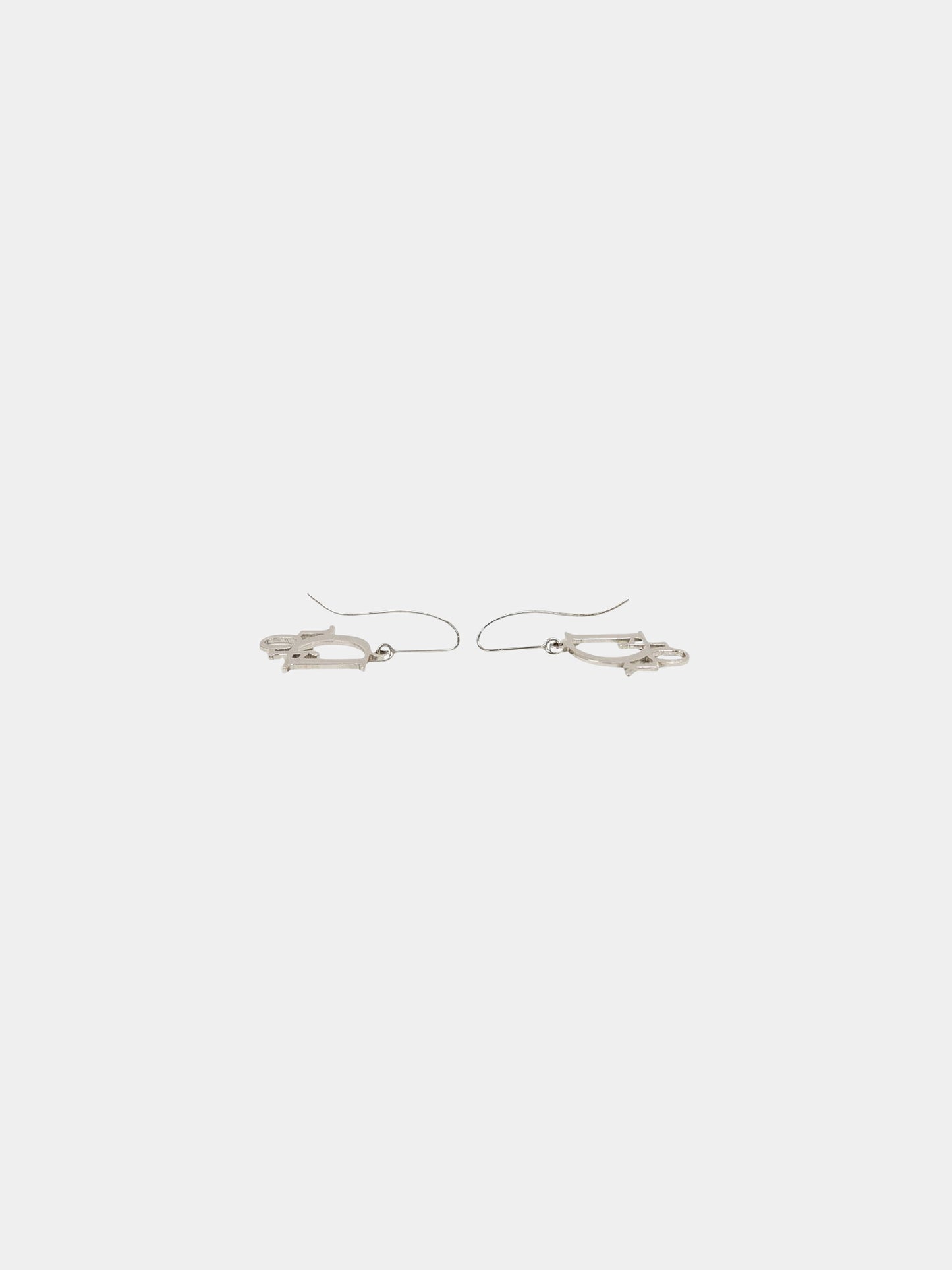 Christian Dior 2000s Silver Dior Oblique Hanging Earrings