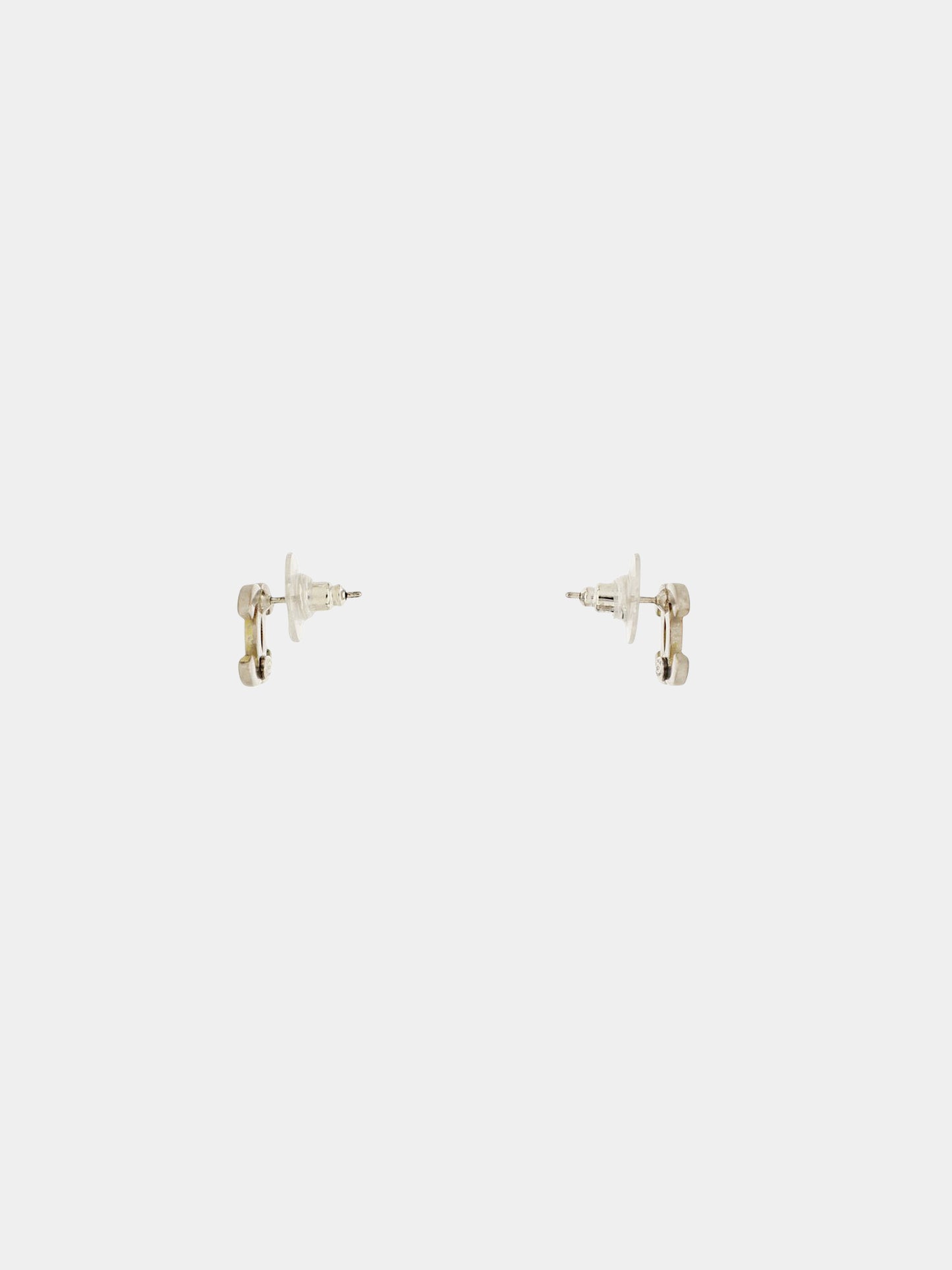 Chanel Spring 1998 Silver CC Logo Stud Earrings