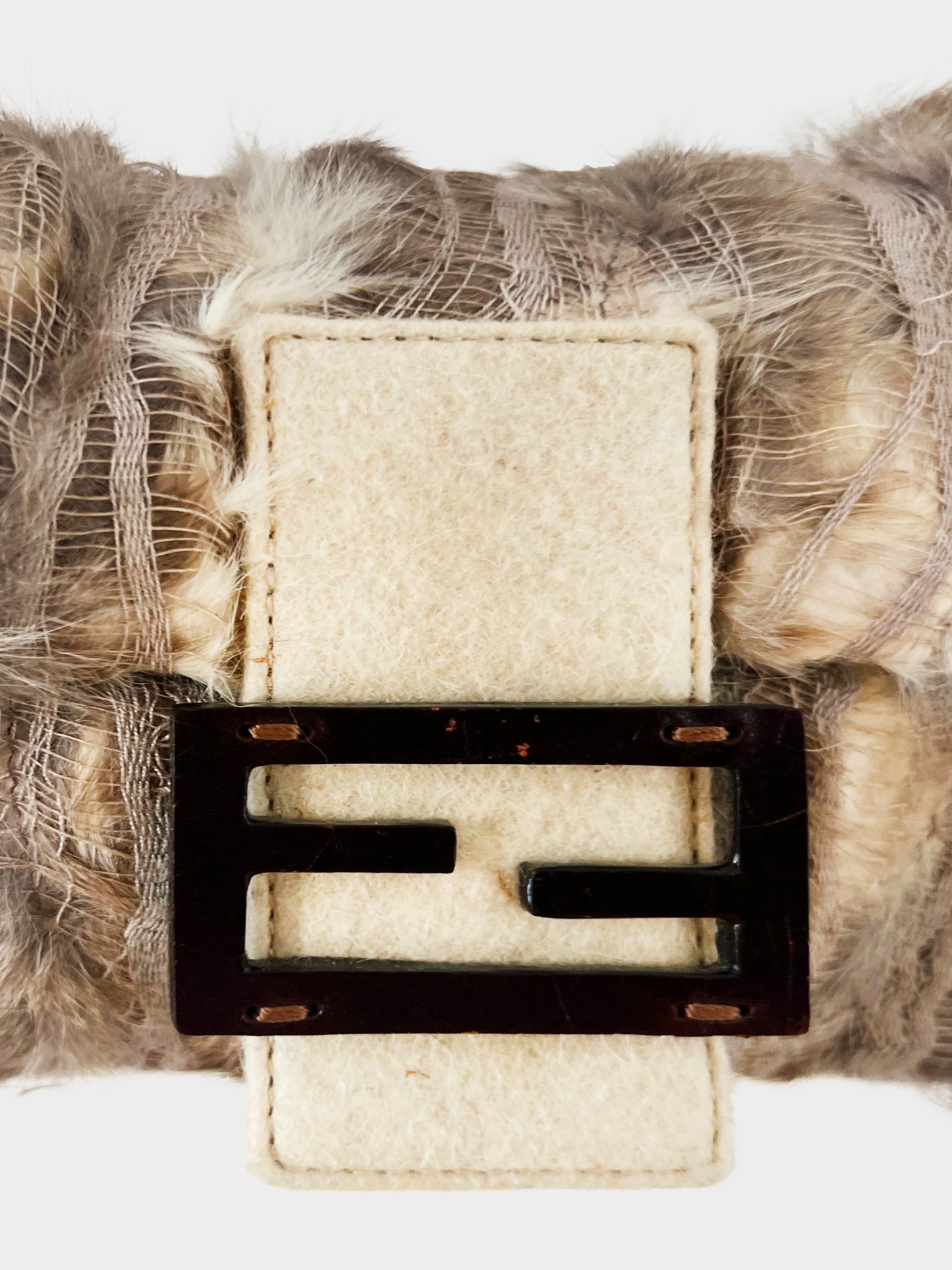 Fendi 2000s Rare Fur And Felt Baguette Bag