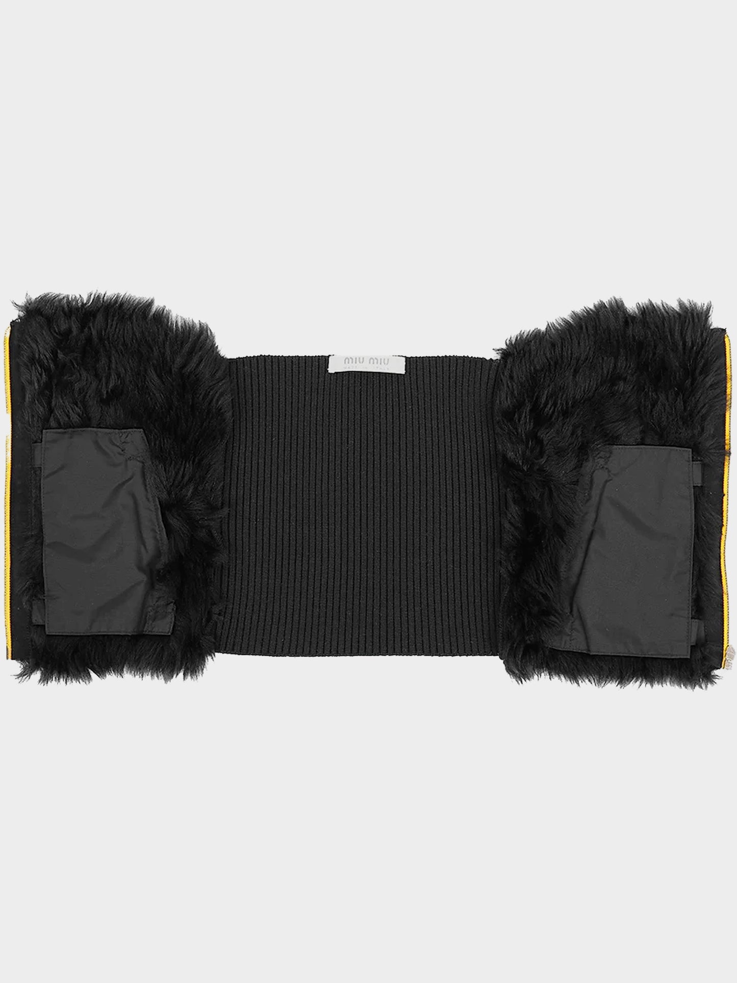 Miu Miu SS 2000 Black Fur Trim Corset Top and Pants Set