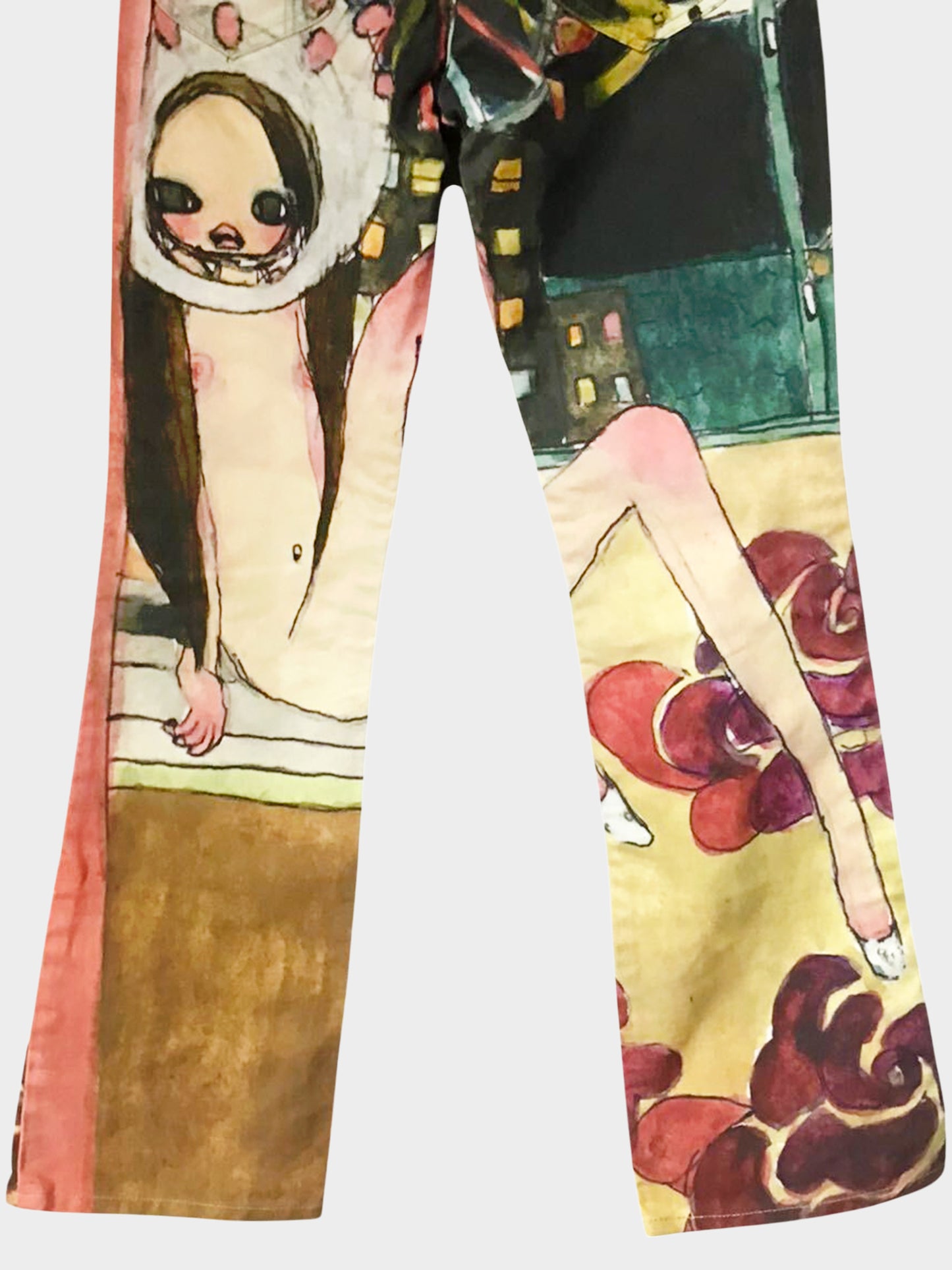 Aya Takano x Lee 2003 Rare All-over Printed Denim Pants