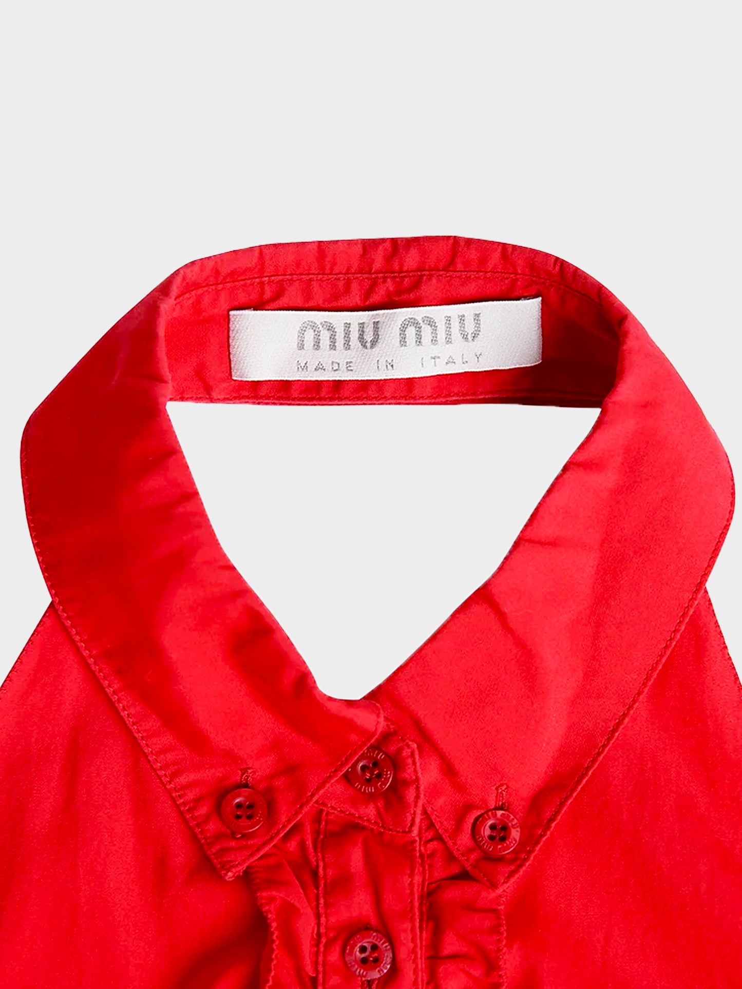 Miu Miu SS 1999 Red Ruffled Halter Neck Top