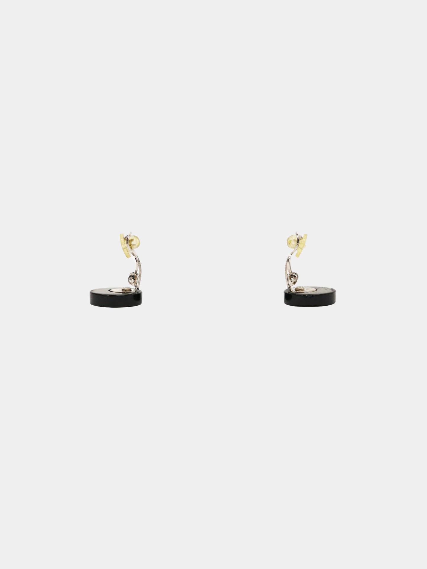 Chanel 2000s Black and White Circle CC Earrings