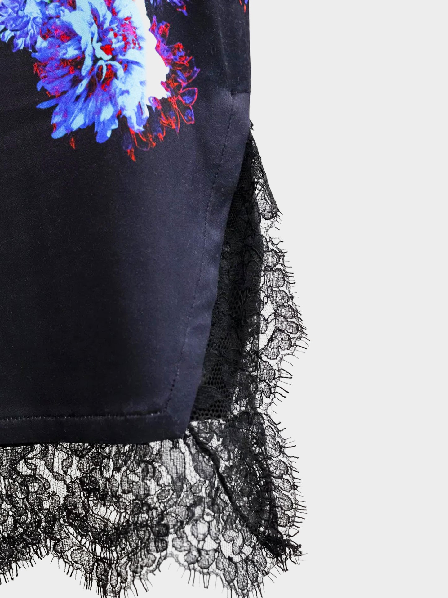 Roberto Cavalli 2010s Floral Print Lace Trim Skirt