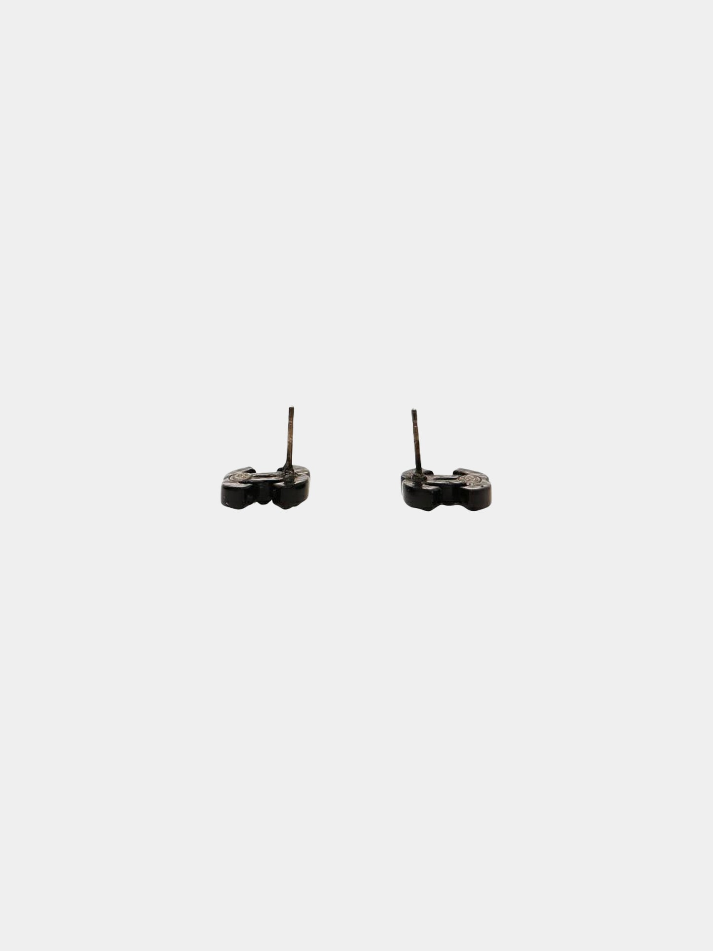 Chanel 2010s Black Rhinestone Embellished CC Earrings